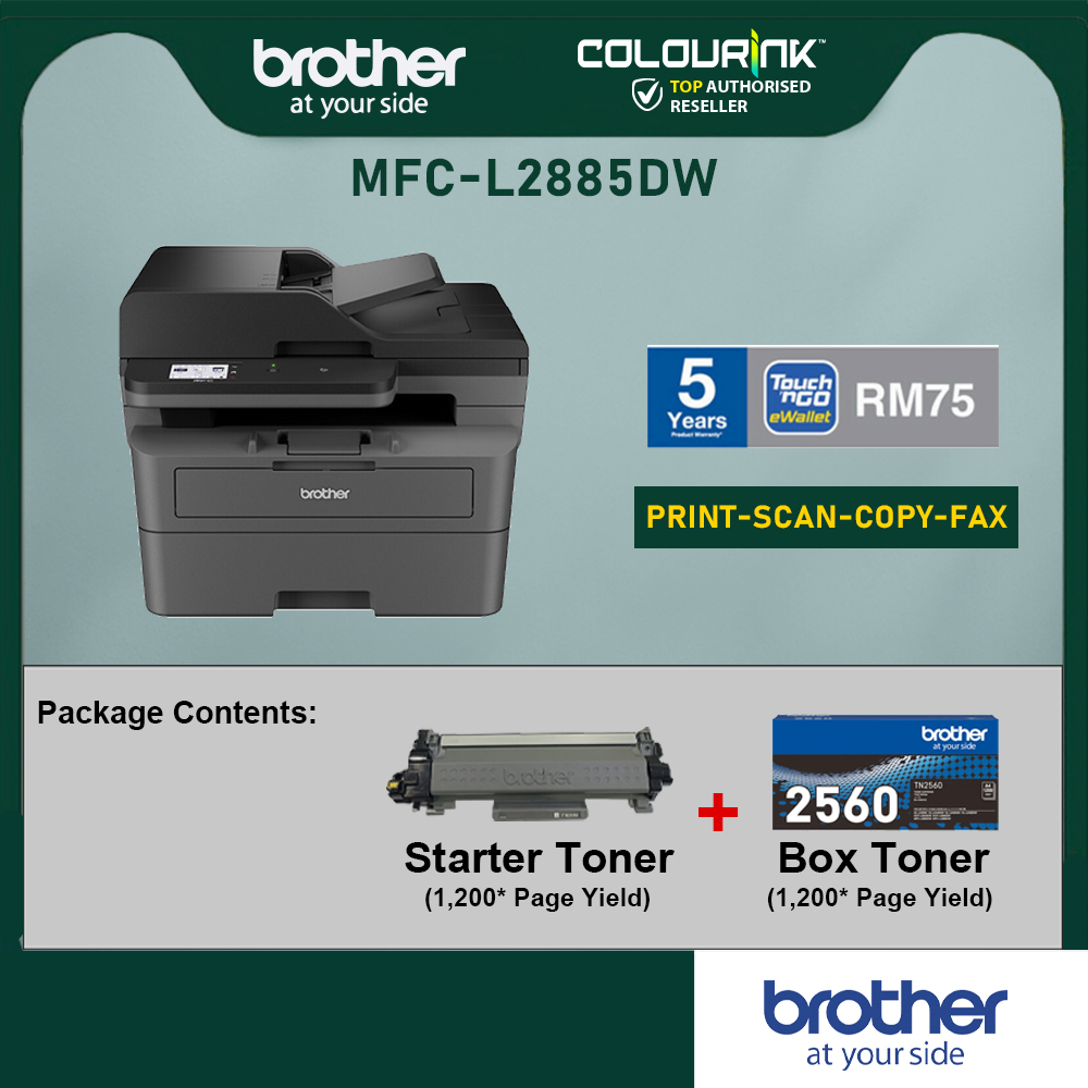 Brother MFC-L2885DW All in One Wireless Mono Laser Printer Auto 2 Sided Print Scan Copy Fax NFC Connection