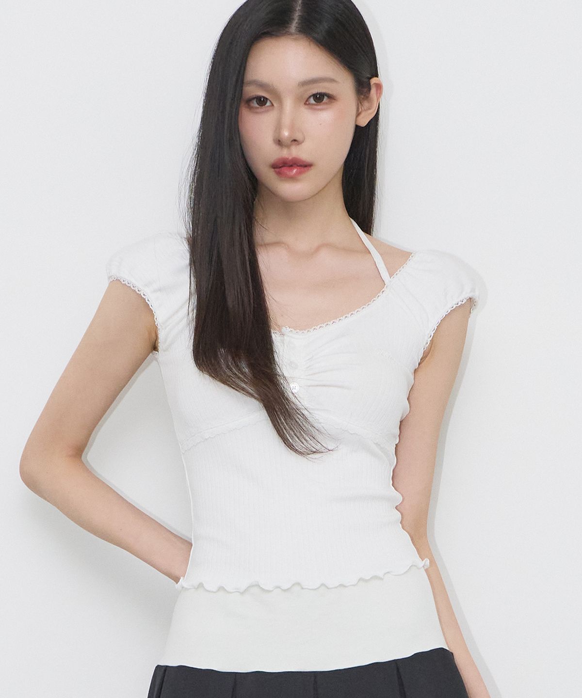 🇰🇷訂購｜ILLIGO 26SS｜Button halter sleeveless 4色 