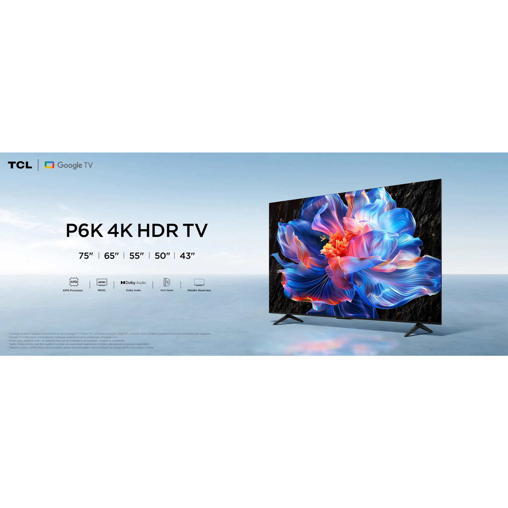TCL 75" P6K Series 4K UHD Google TV HDR (75P6K)