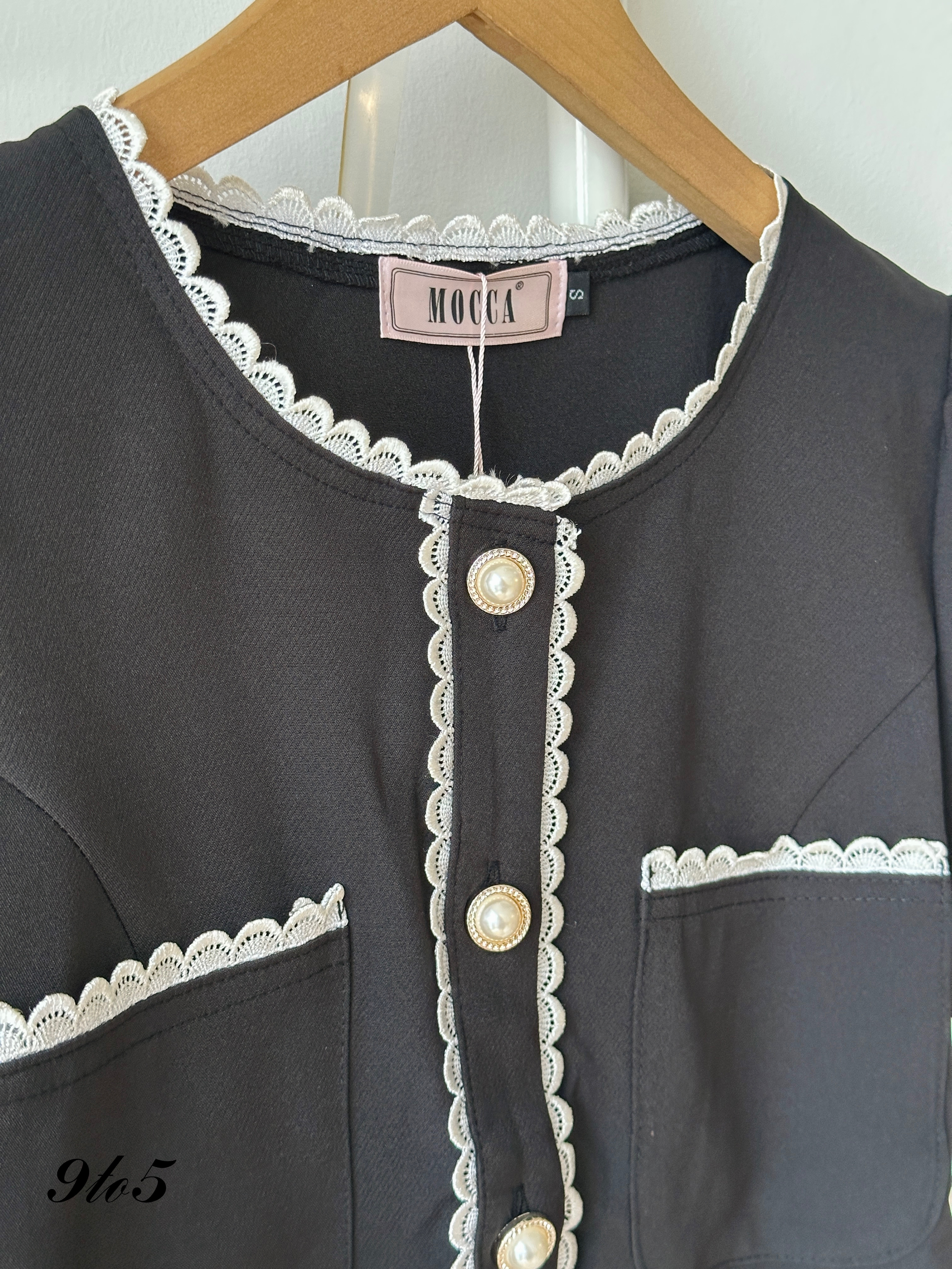 D2318 Tweed Matching Set - Black & Pink