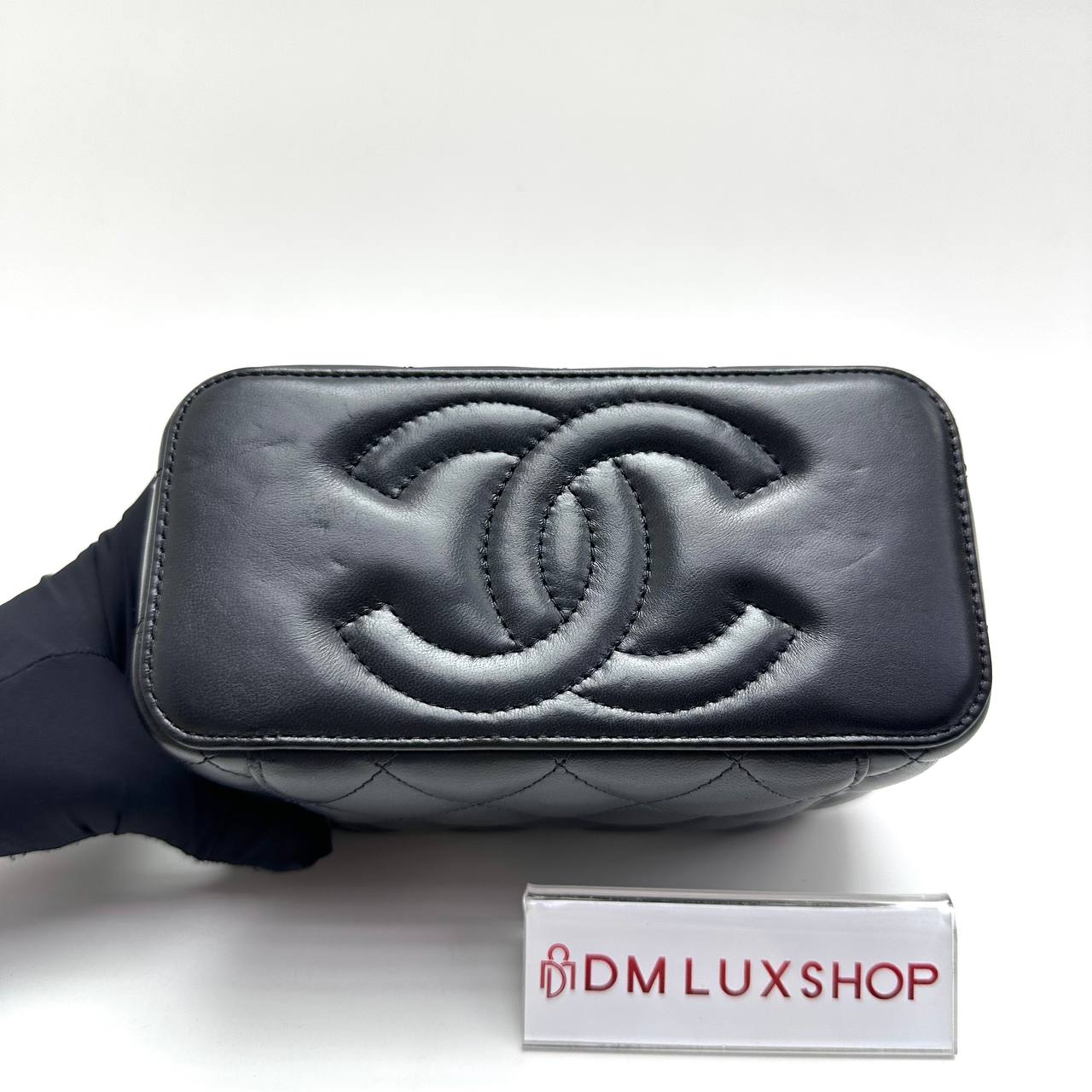 Chanel Black Vanity Case w/ Chain GHW (Microchip)