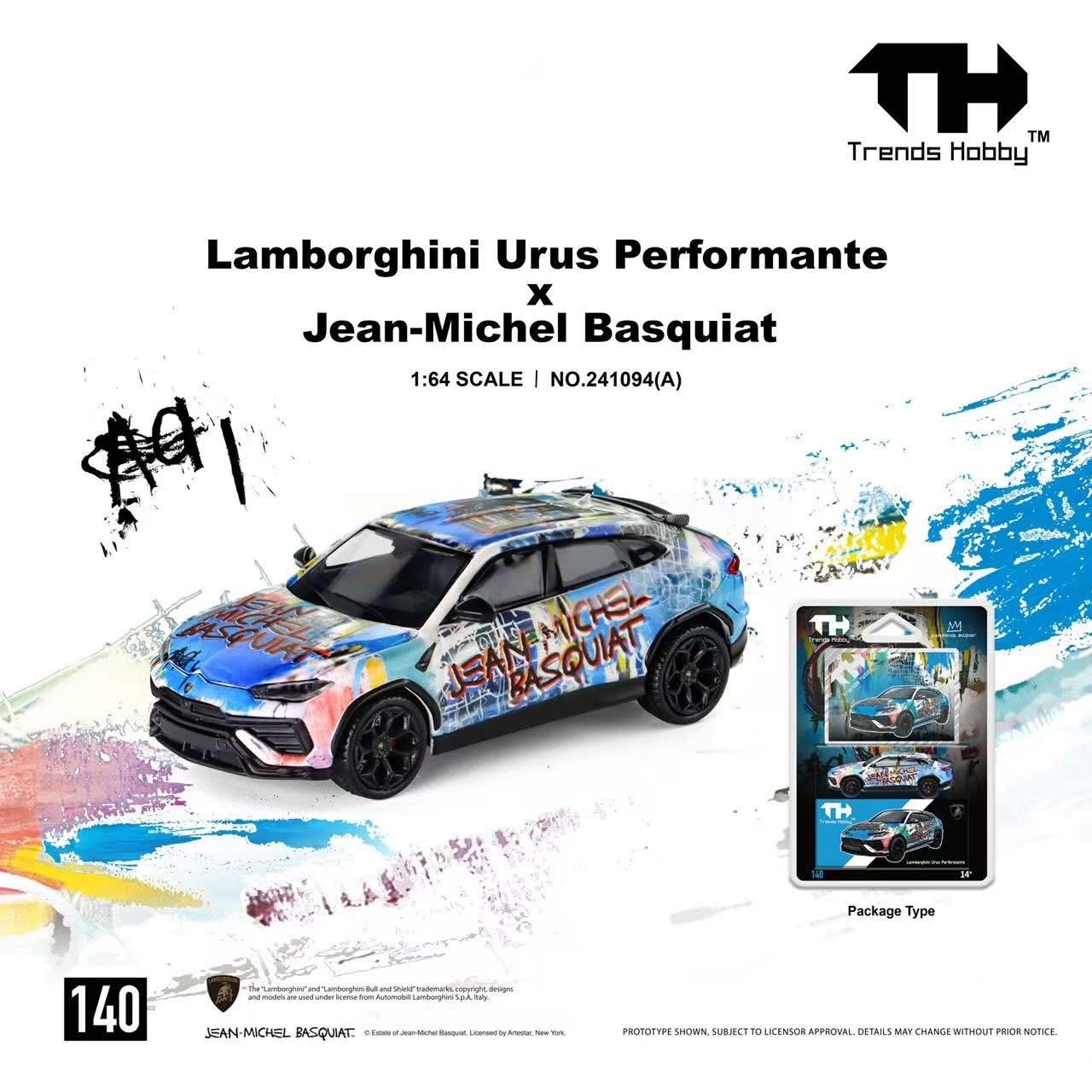 (預訂 Pre Order) Trends Hobby (241094(A)) 1/64 Lamborghini Urus Performante x Jean-Michel Basquiat White Livery (只有掛卡包裝） （Only Blister Card Package)