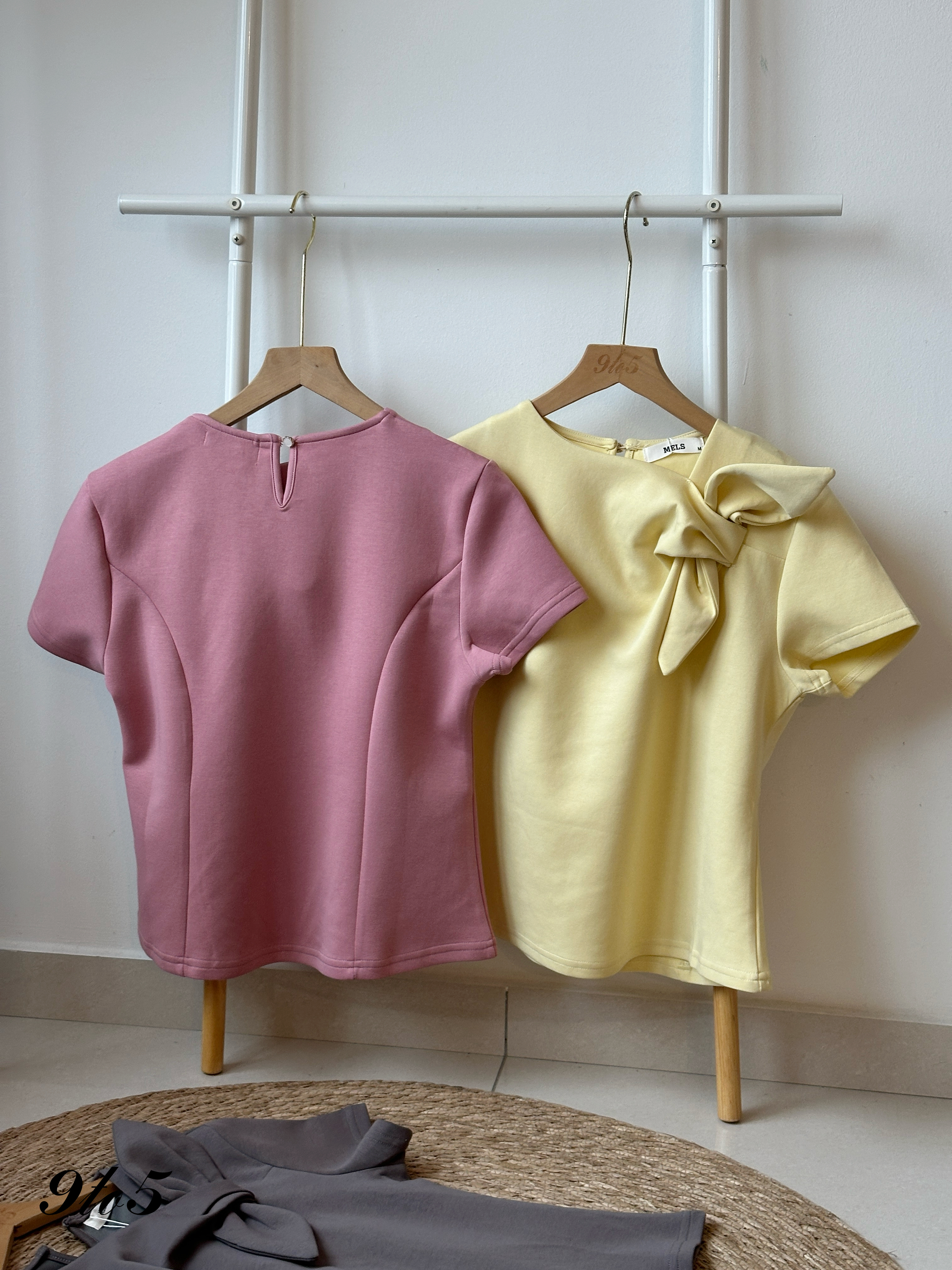 T4152 Irregular Collar Bow Shoulder Top - 4 Colors 