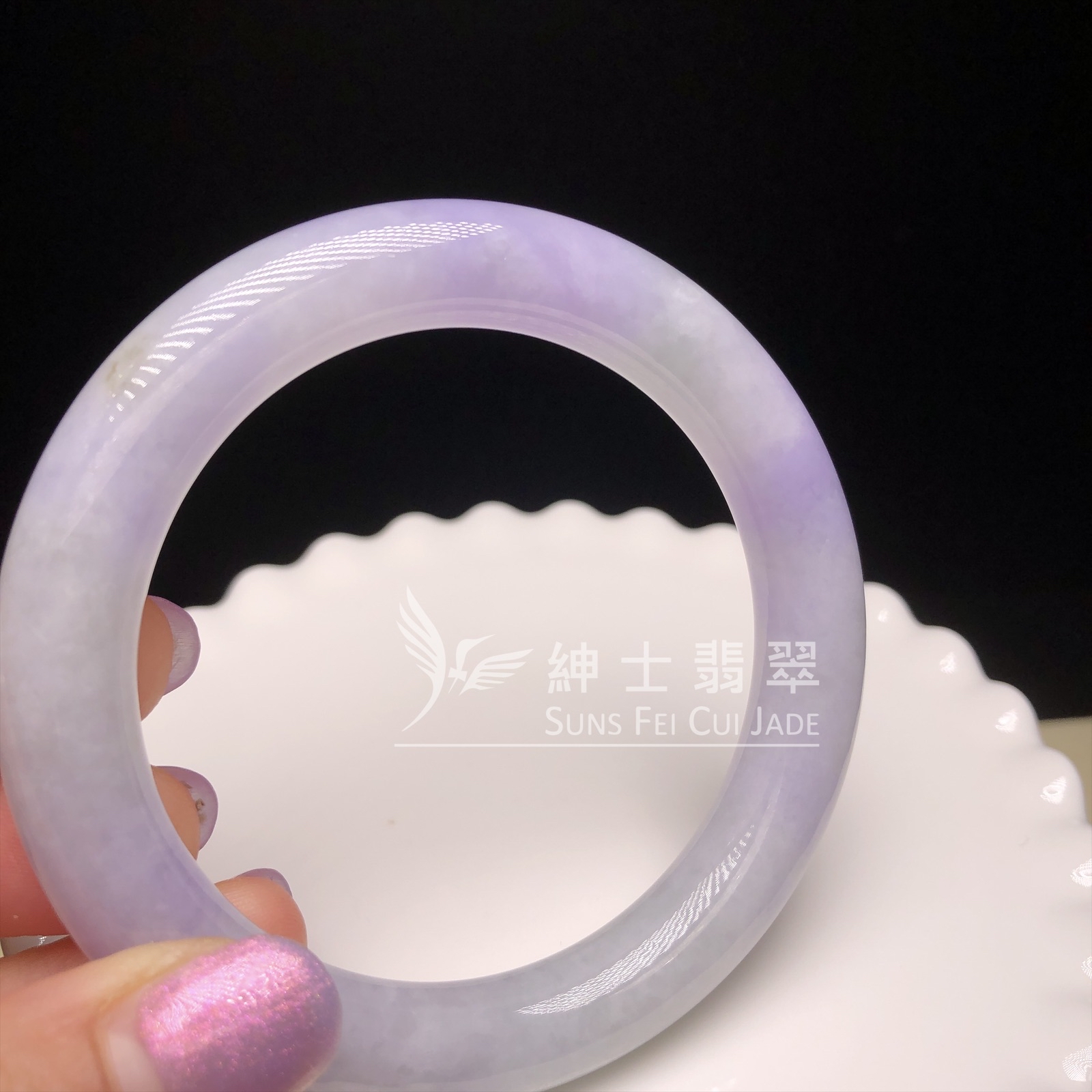 C03918  會卡蠟皮紫羅蘭圓鐲55.5mm 