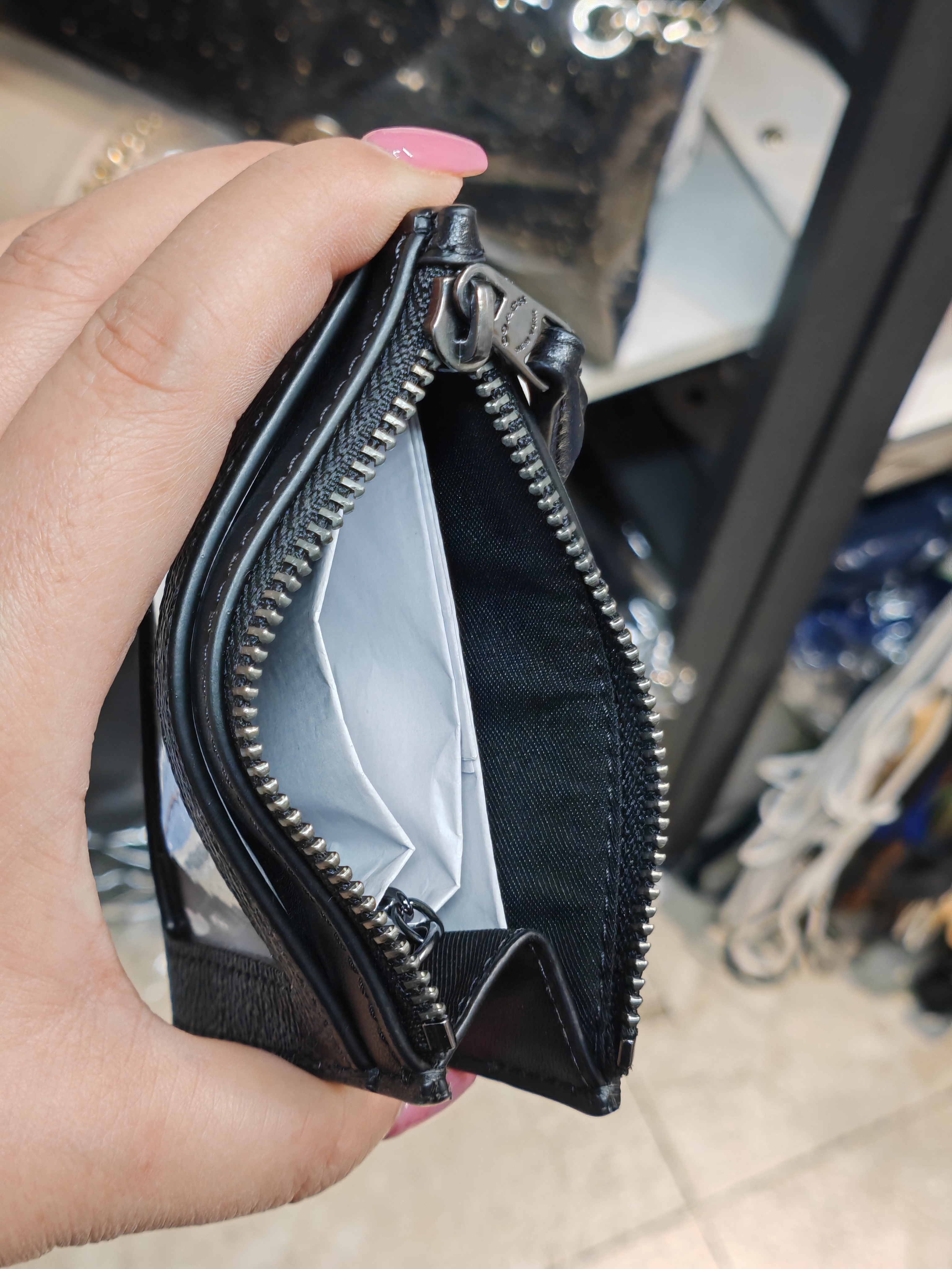 香港現貨-CoachbI'd cardcase blk logo