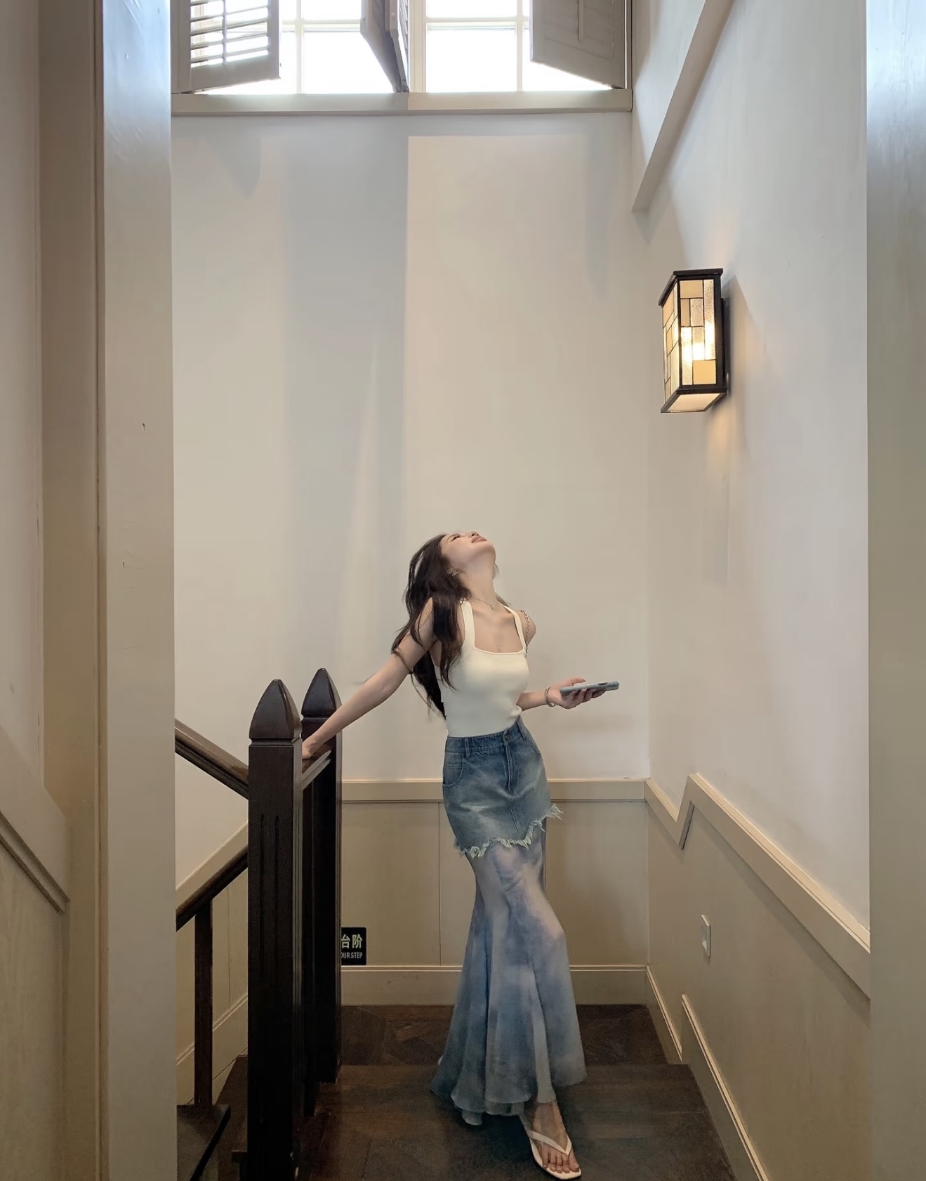 J202拼接晕染网纱裙