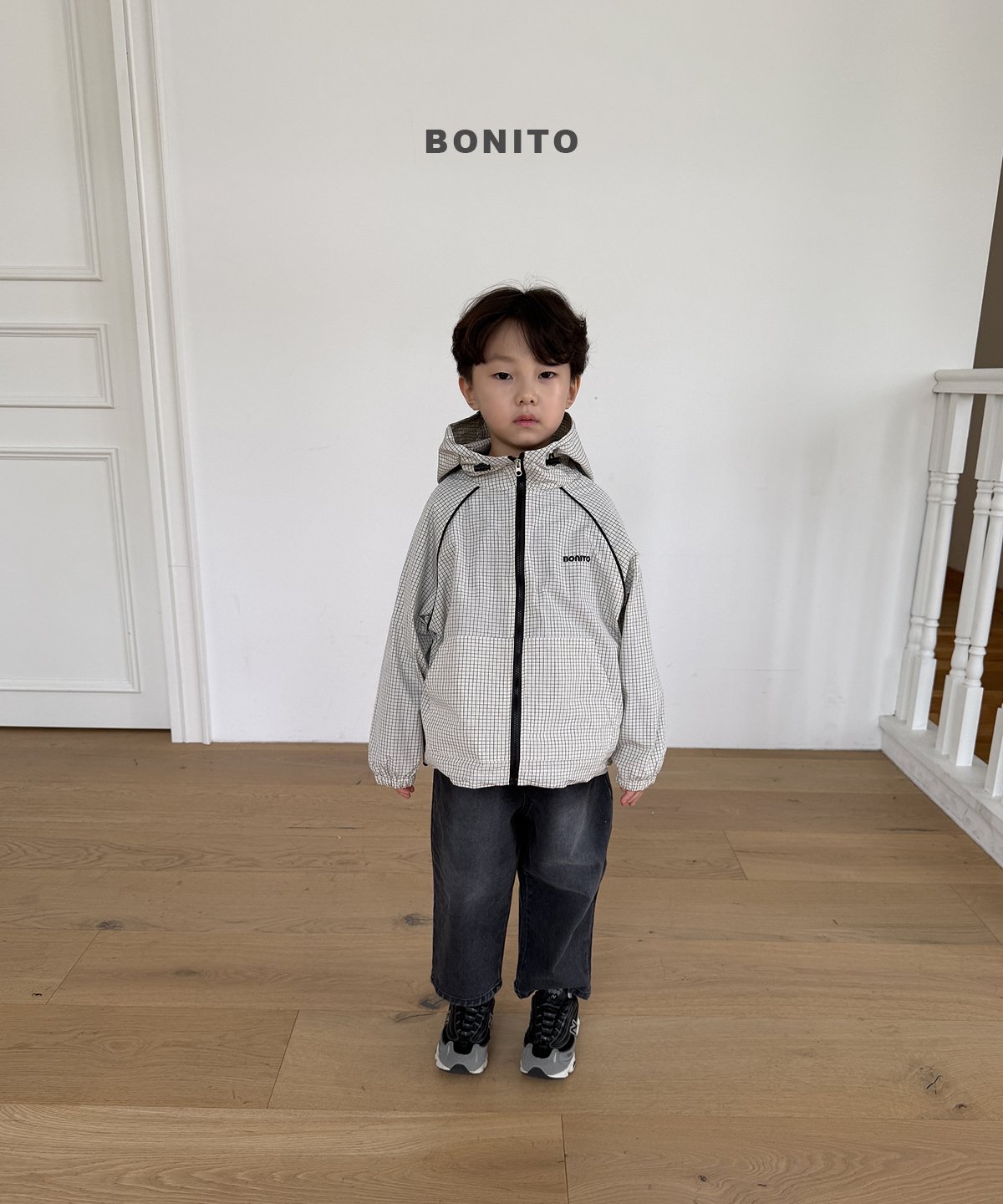 🆕Bonito | Check the windbreaker (Khaki XL115-125)