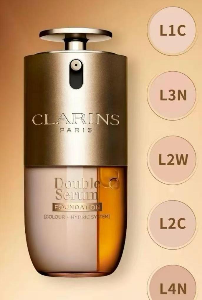 Clarins 雙萃粉底液 #L2c粉白色｜雙管養膚 奶油光澤肌天花板