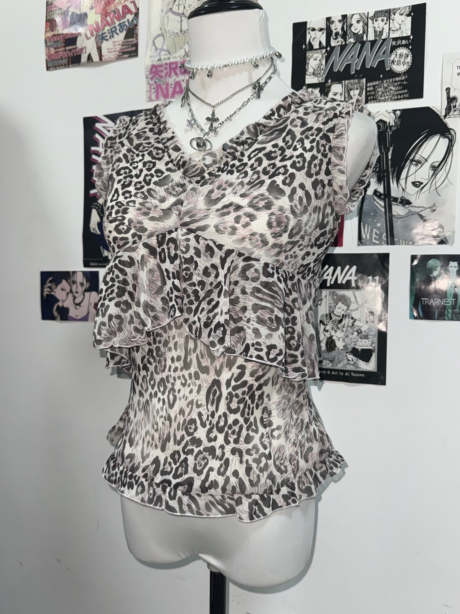 Leopard Print Tiered Ruffle Top