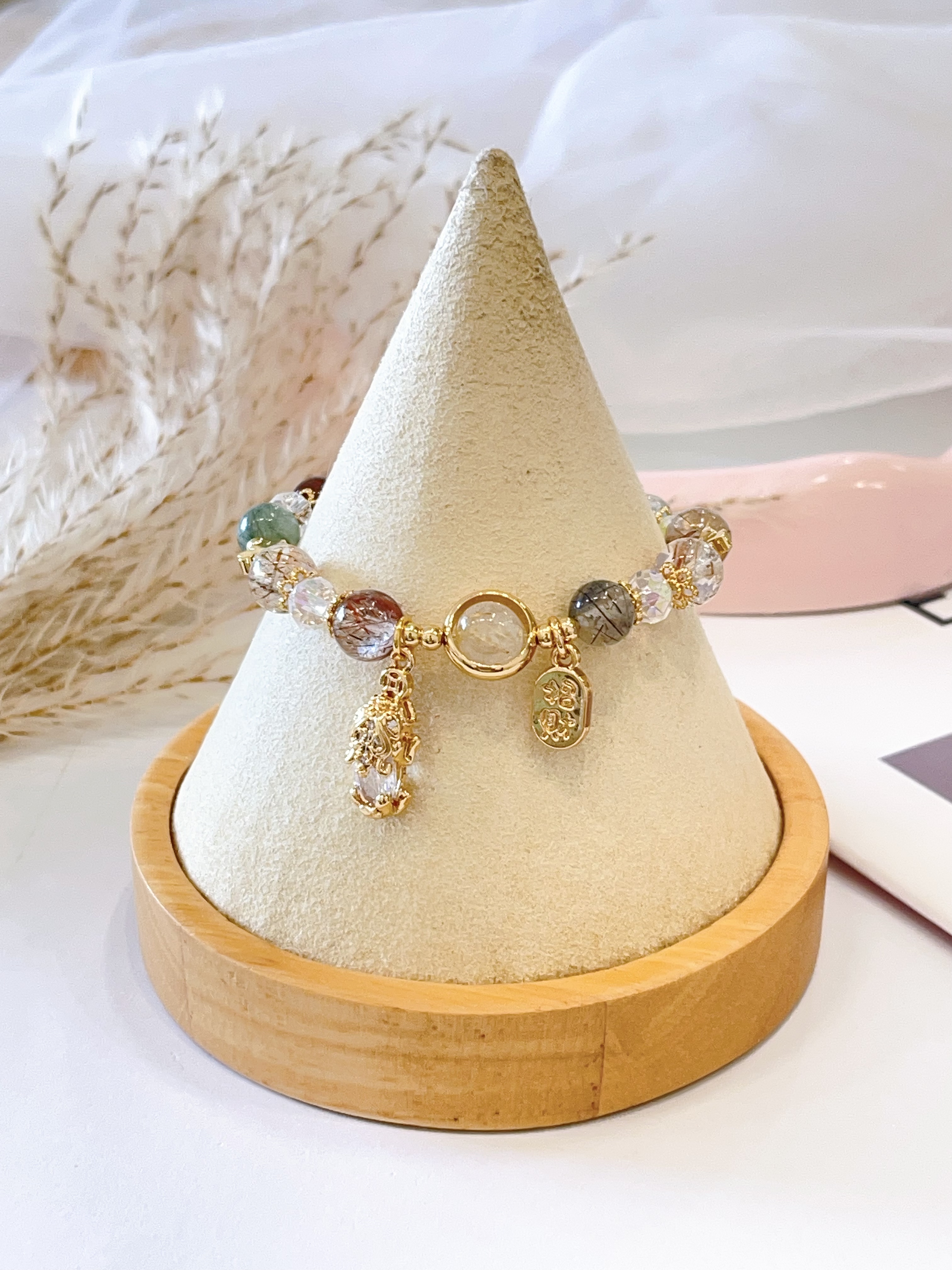 🌈 彩发晶多宝 × 貔貅手串 Multicolor Rutilated Quartz & Pixiu  | 8mm