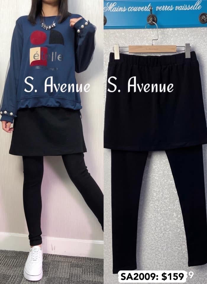 SA2009PT: 橡根腰淨色超彈裙leg