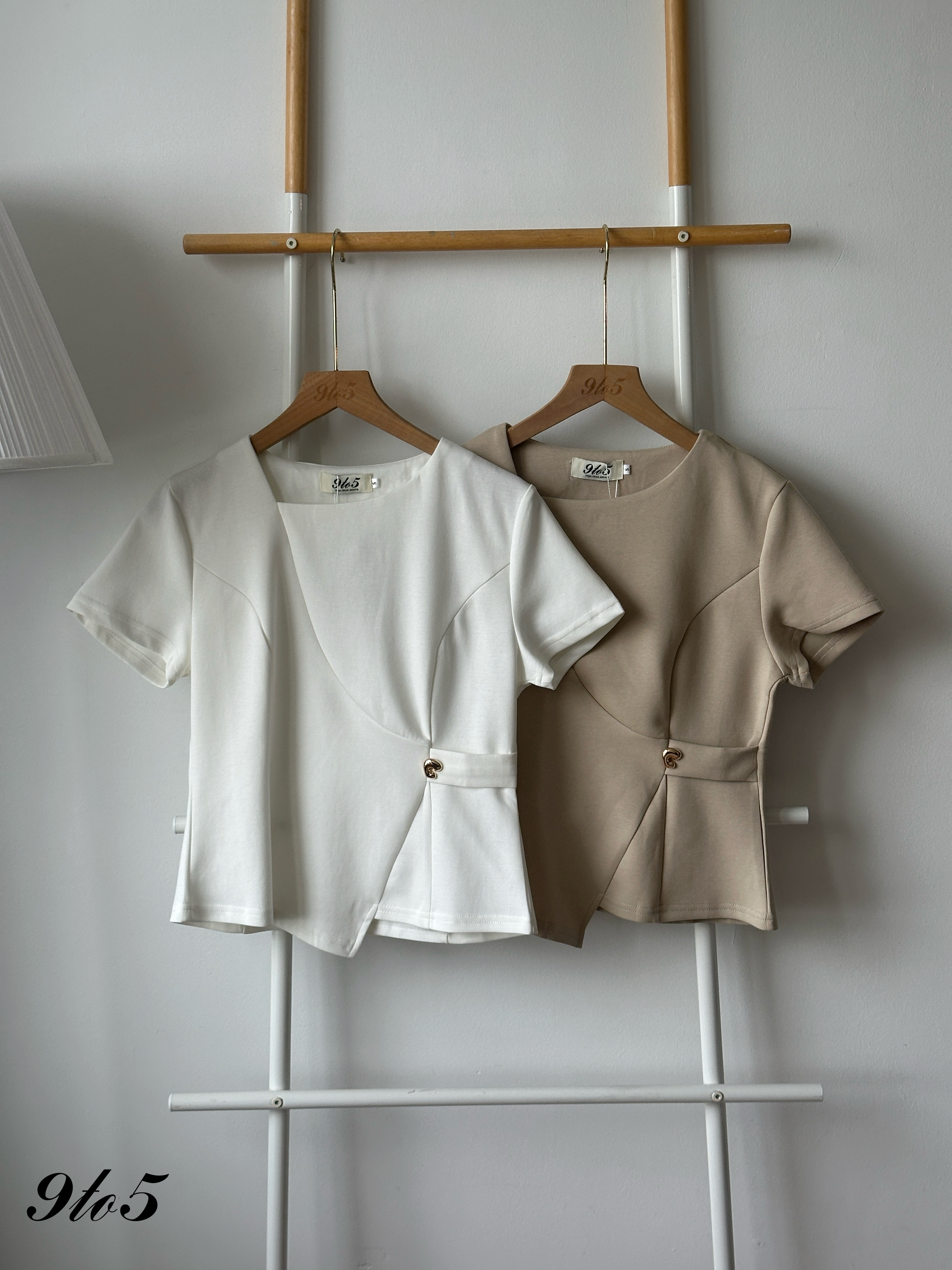 T4358 Irregular Collar Peplum Top - 3 Colors 