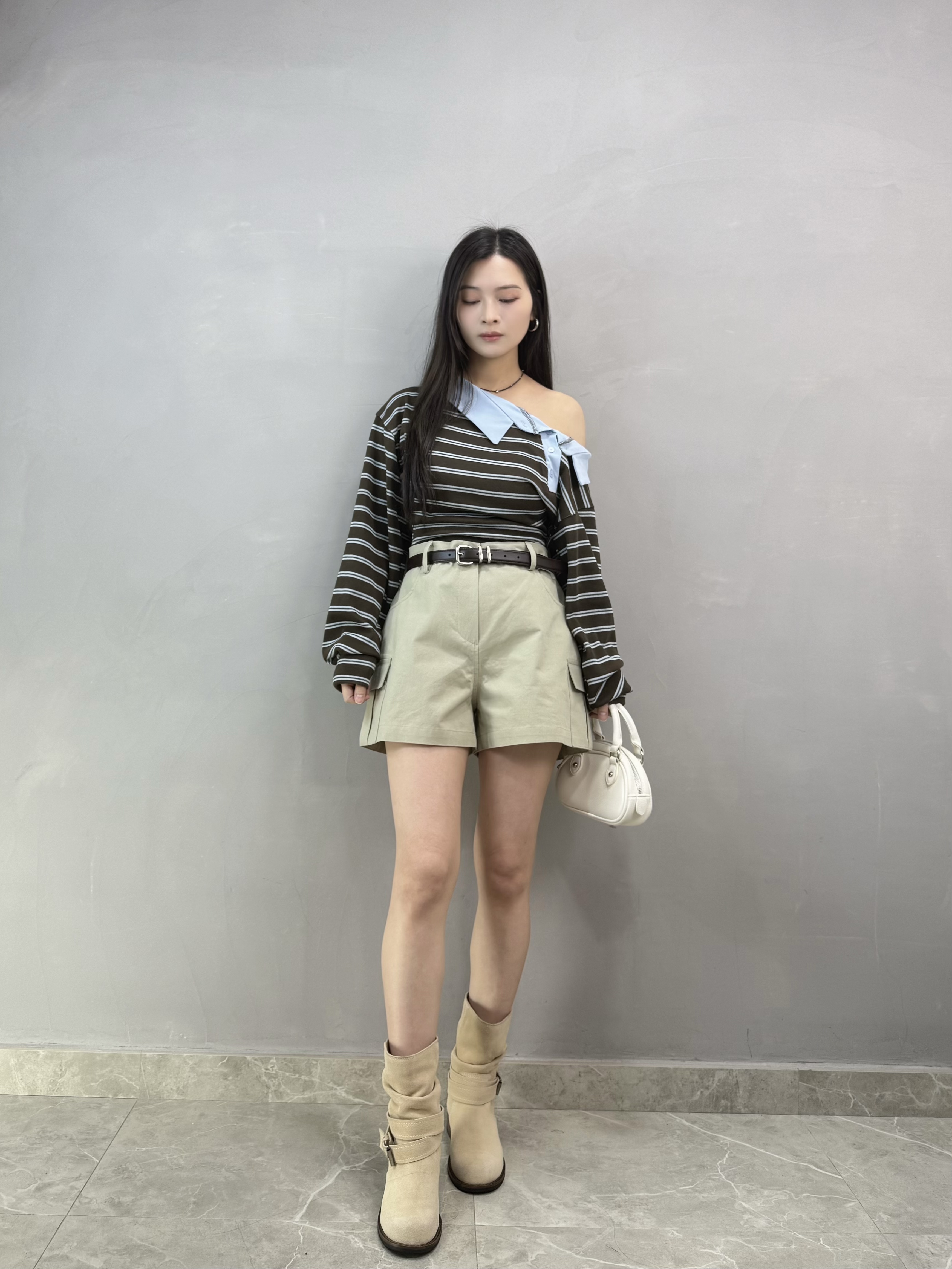 H13 Polo領扣鈕橫間top