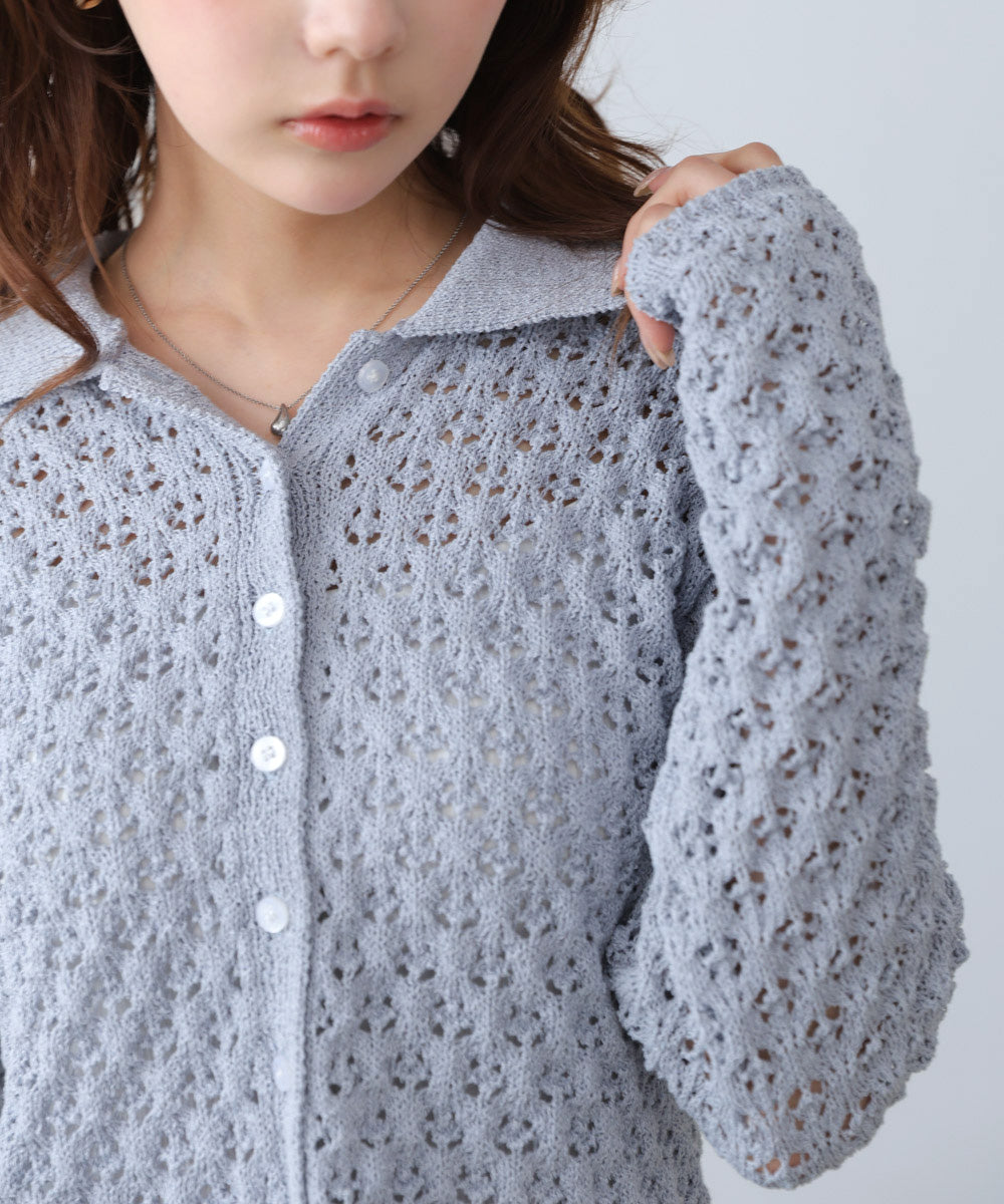 <JP> 編織鏤空薄紗cardigan * 2色入 <預購>