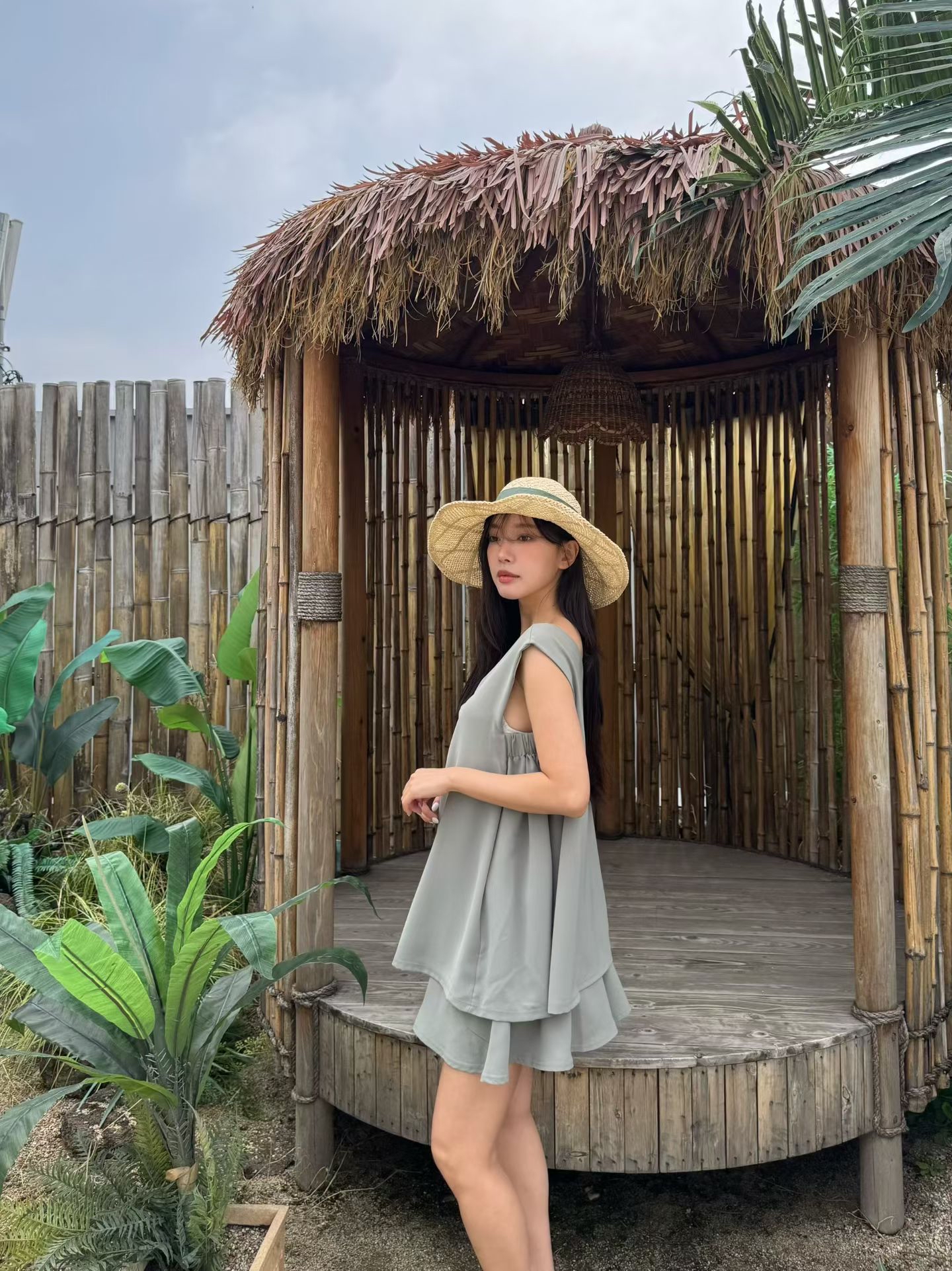 M5 橡筋腰雪紡A字裙褲