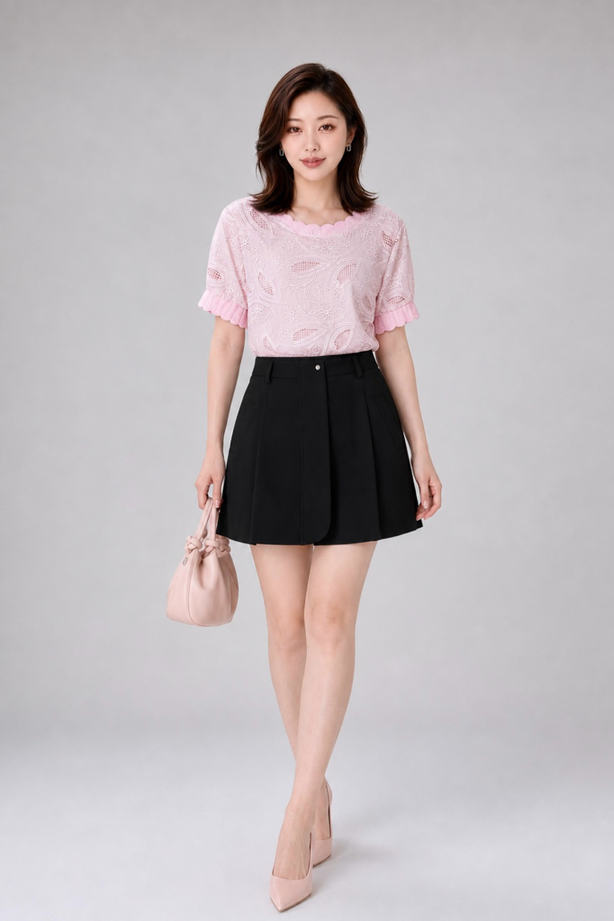 80065 Elara Floral Lace Knit Sleeve Top