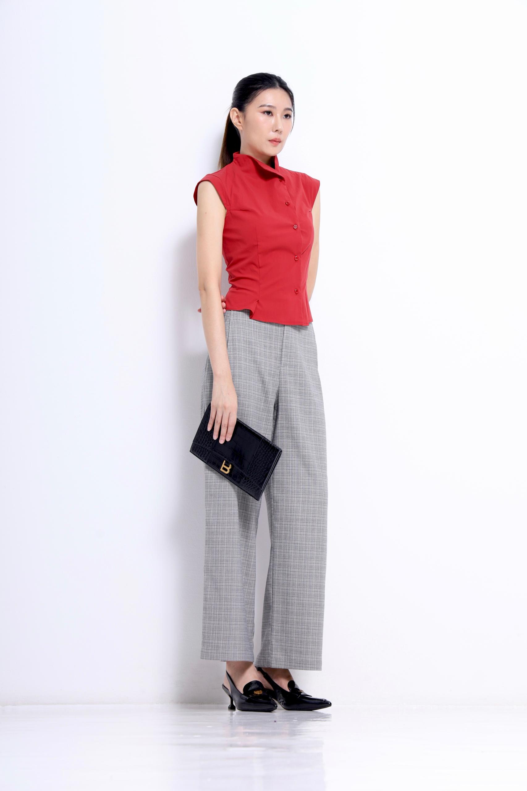CP1645 PATTERNED STRAIGHT LEG TROUSER