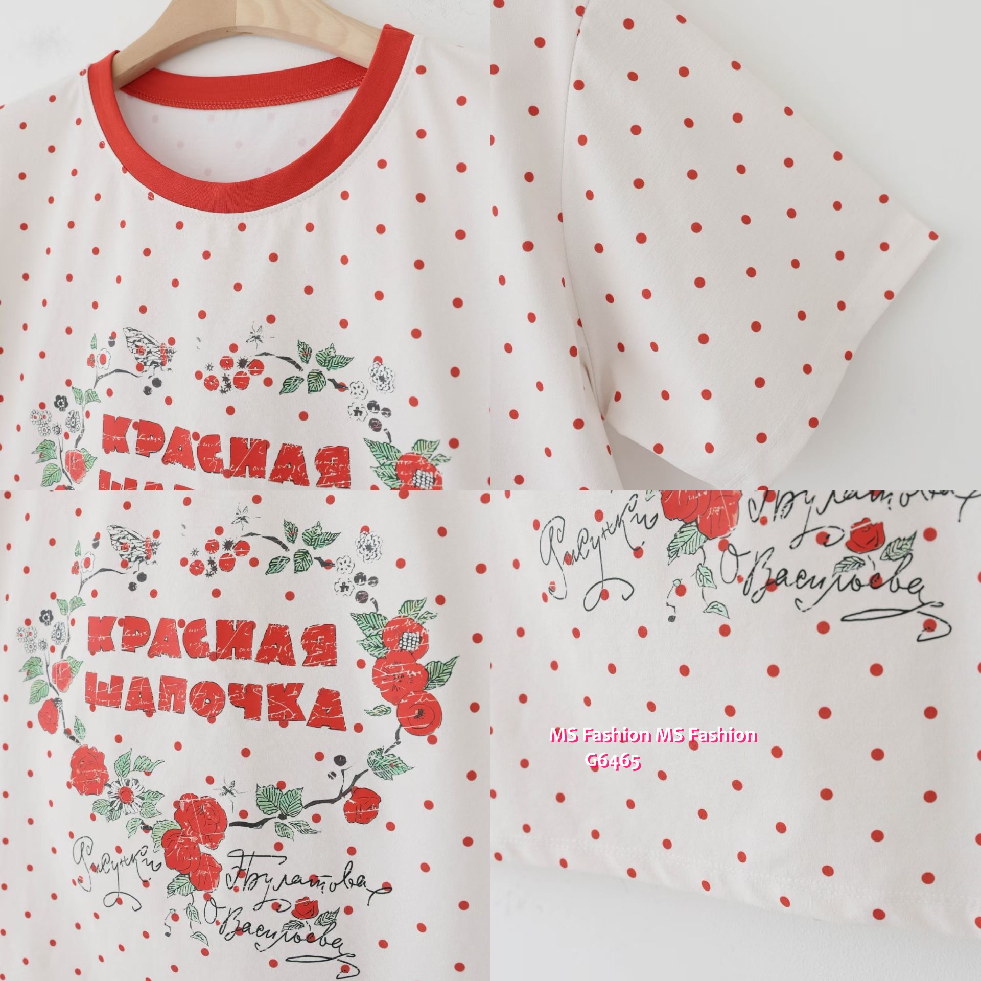 G6465 波點pattern花花top