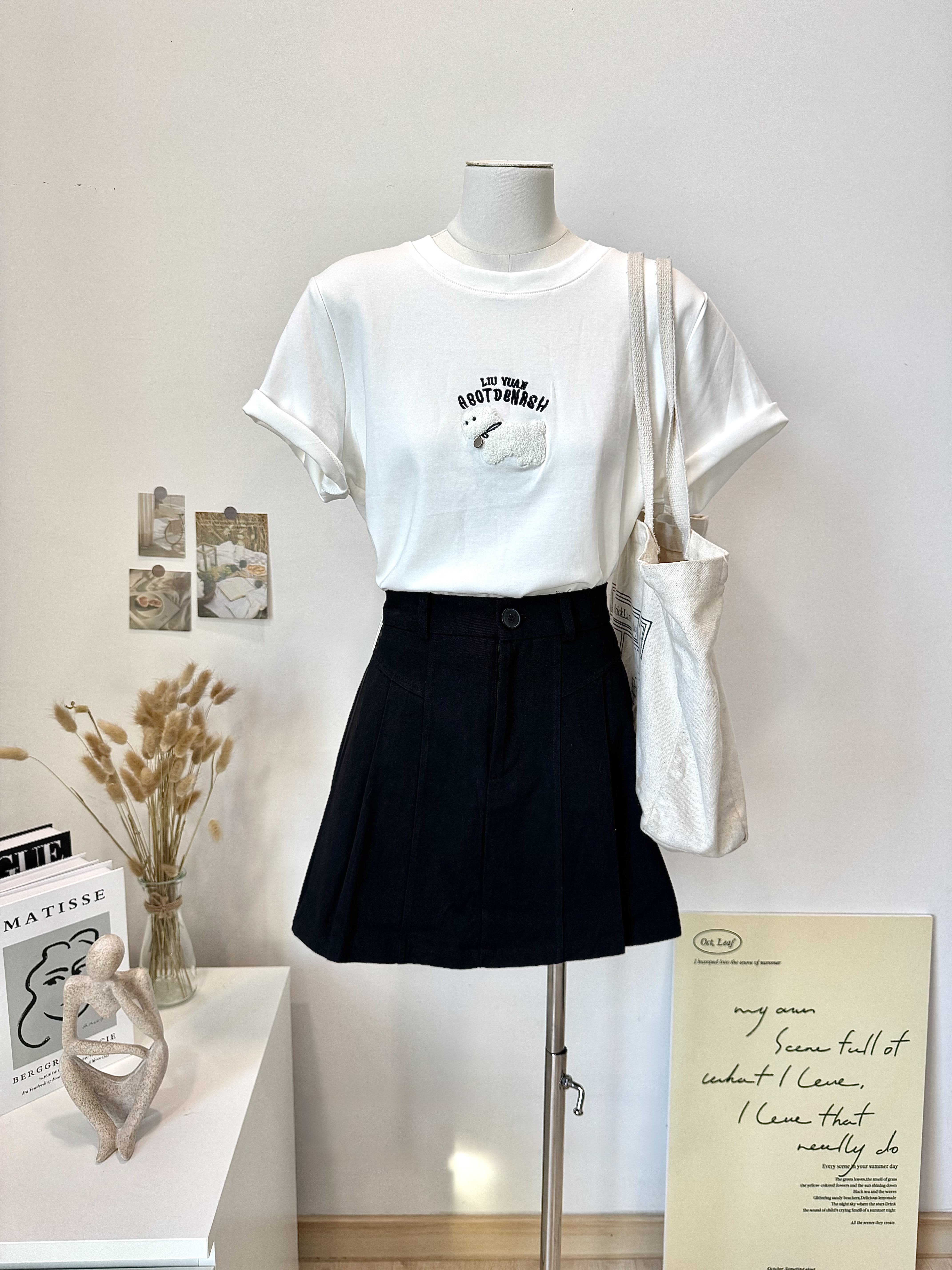 Fluffy Puppy Embroidery Casual Tee 韩系重工毛绒刺绣小奶狗短袖T恤 （ 3 Colours )