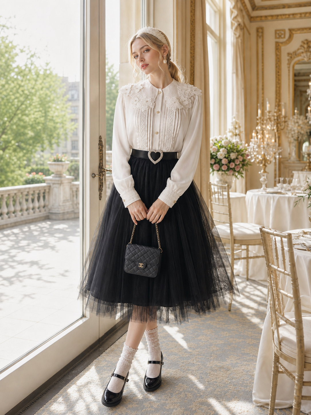 維多利亞立體花瓣柯根紗公主禮服 Victorian Ethereal Petal Organza Gown