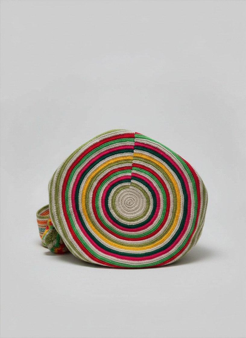 【背得起嘅藝術品】哥倫比亞正宗 Wayuu Mochila 手工民族編織袋  [預計 : 6月中至尾發貨] (PO-WY-GRNRED-F03)