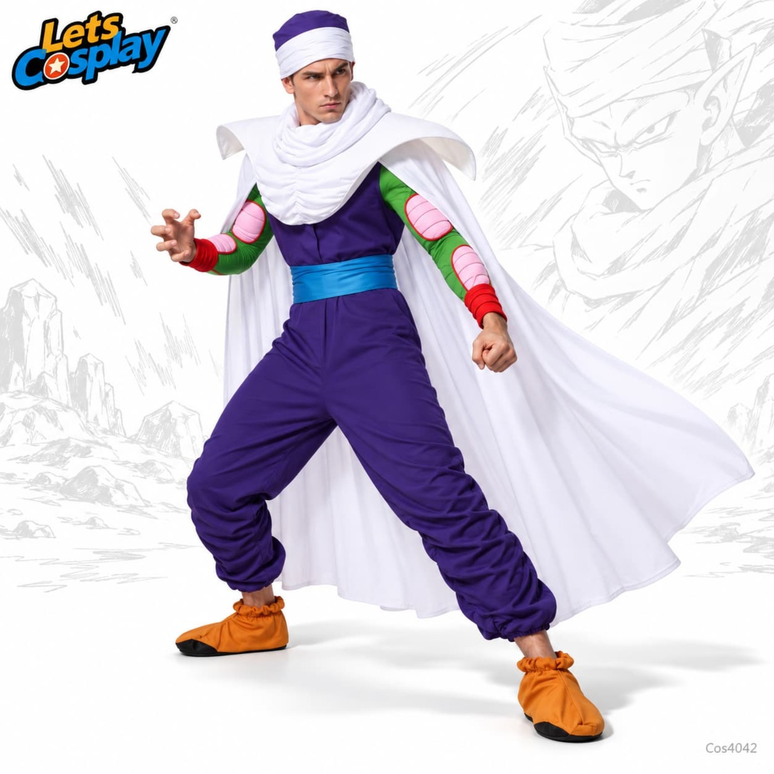 七龍珠笛子魔童服裝Piccolo成人男裝動漫角色扮演服裝全套連披風帽子｜香港現貨 Lets Cosplay COS4042