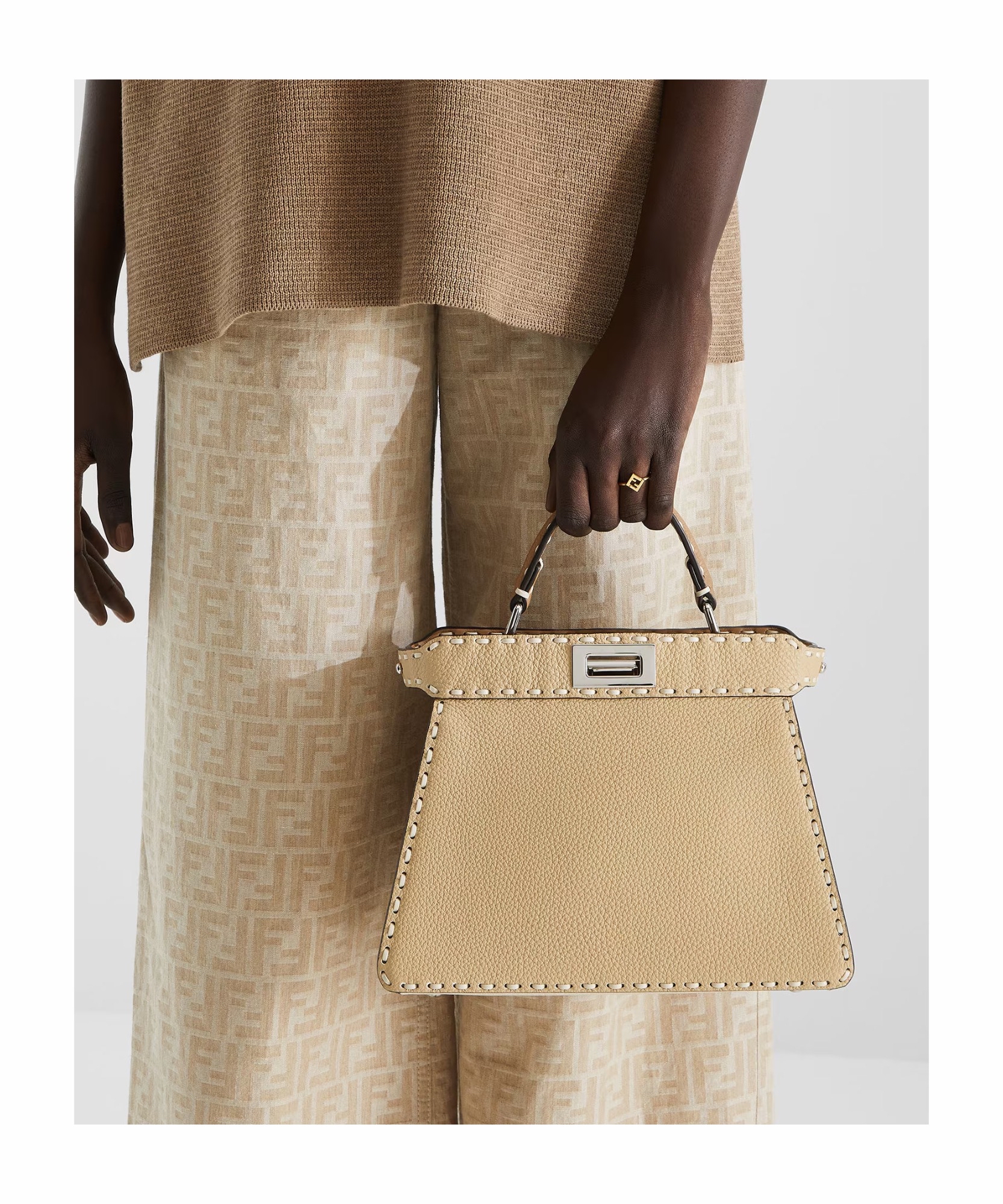 Fendi 女士 Peekaboo ISeeU 小號手提包均碼碼小號、27cm*11cm*21cm 