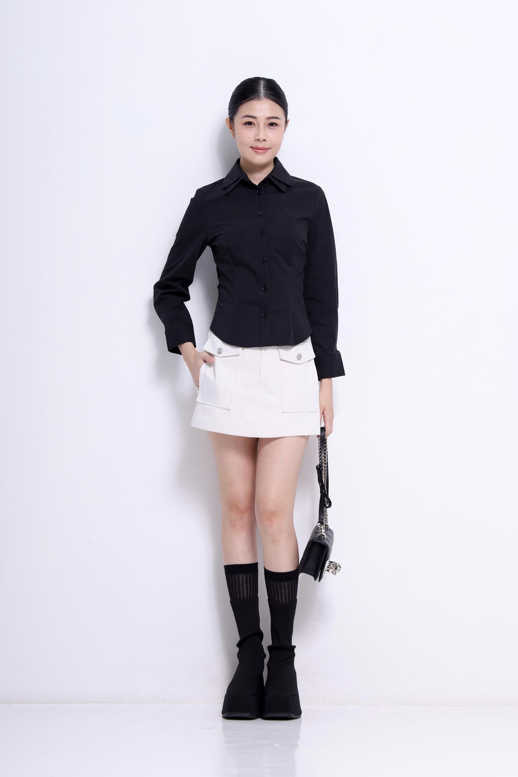 CB2708 DOUBLE LAPEL COLLAR SHIRT BLOUSE
