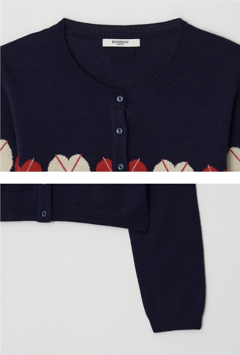 Ron Ron Heart Argyle Line Knit Cardigan