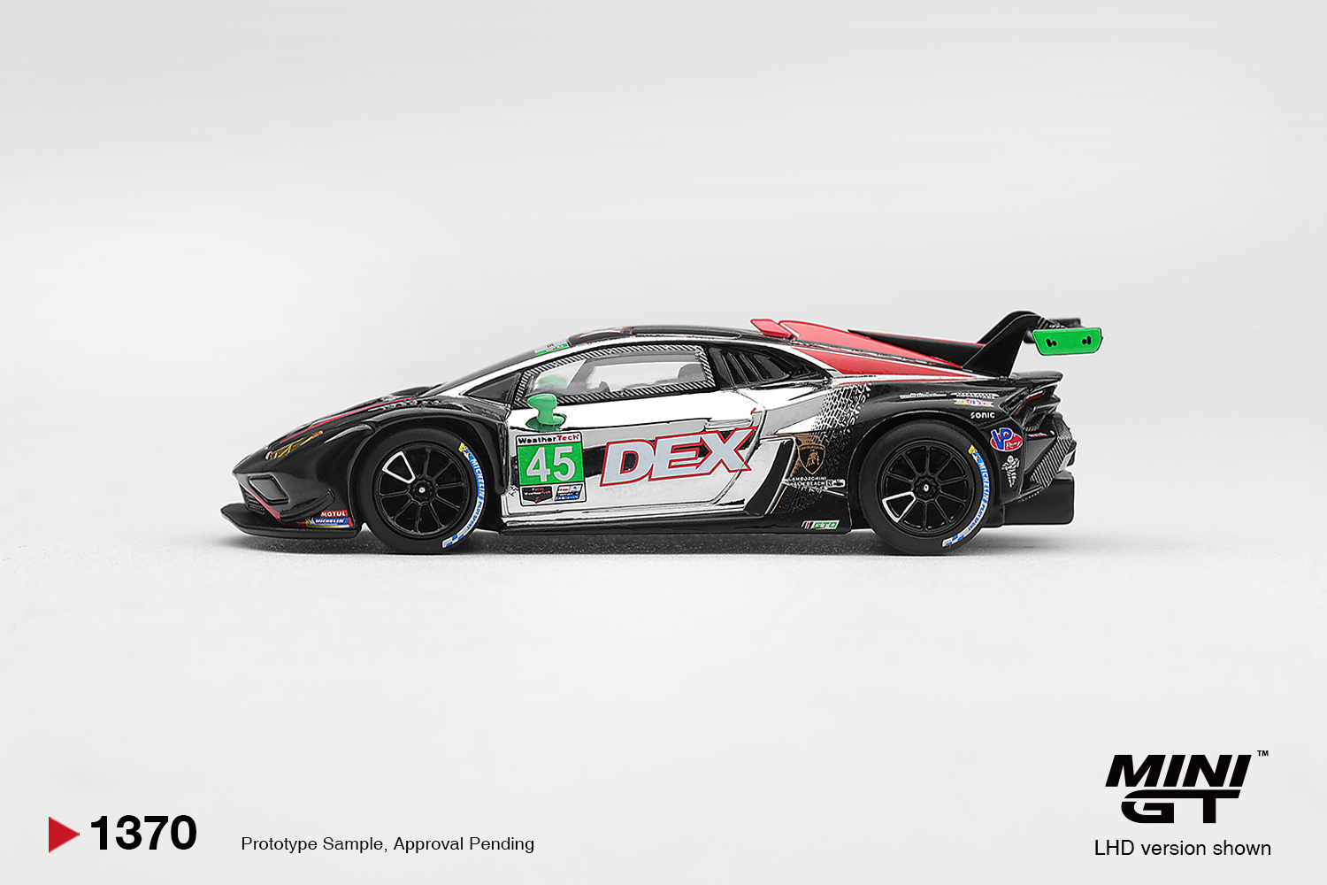 （預訂 Pre Order) MINI GT ( MGT01370-L ) Lamborghini Huracan GT3 EVO2 #45 DEX Wayne Taylor Racing 2025 IMSA Chevrolet Grand Prix Class Winner