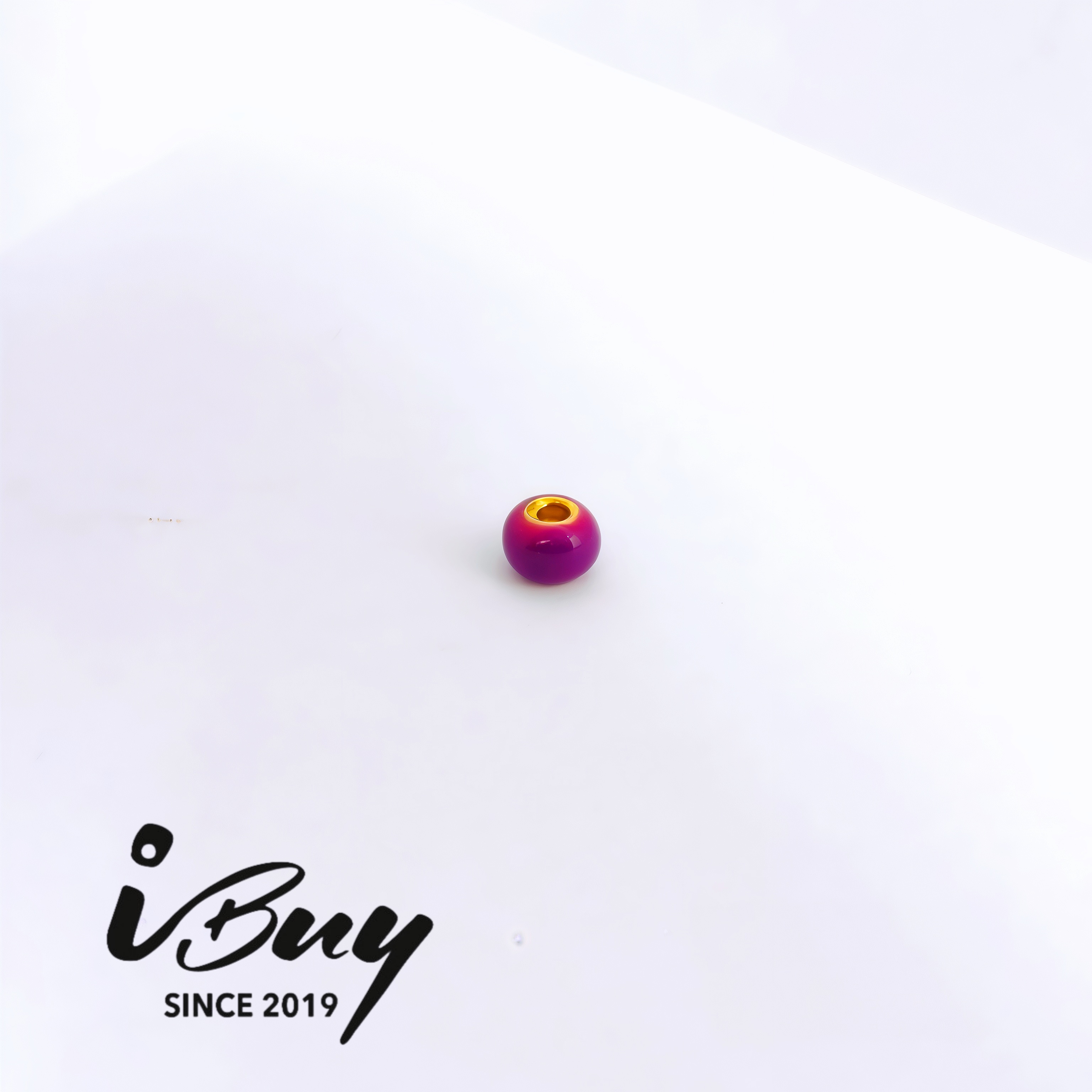 999 GOLD 3.5MM ENAMEL DOPAMINE SPACED BEAD - DEEP PURPLE 999 金 3.5MM珐琅隔离珠- 深紫色