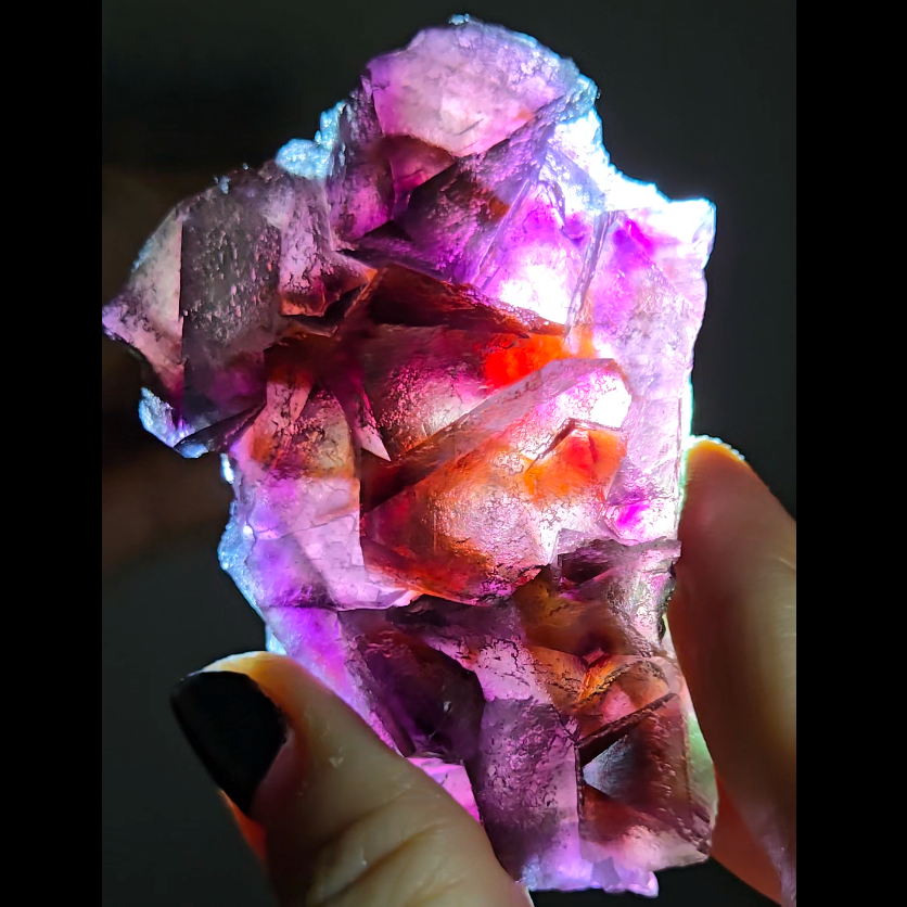 Red phantom octahedral fluorite from China - FL292