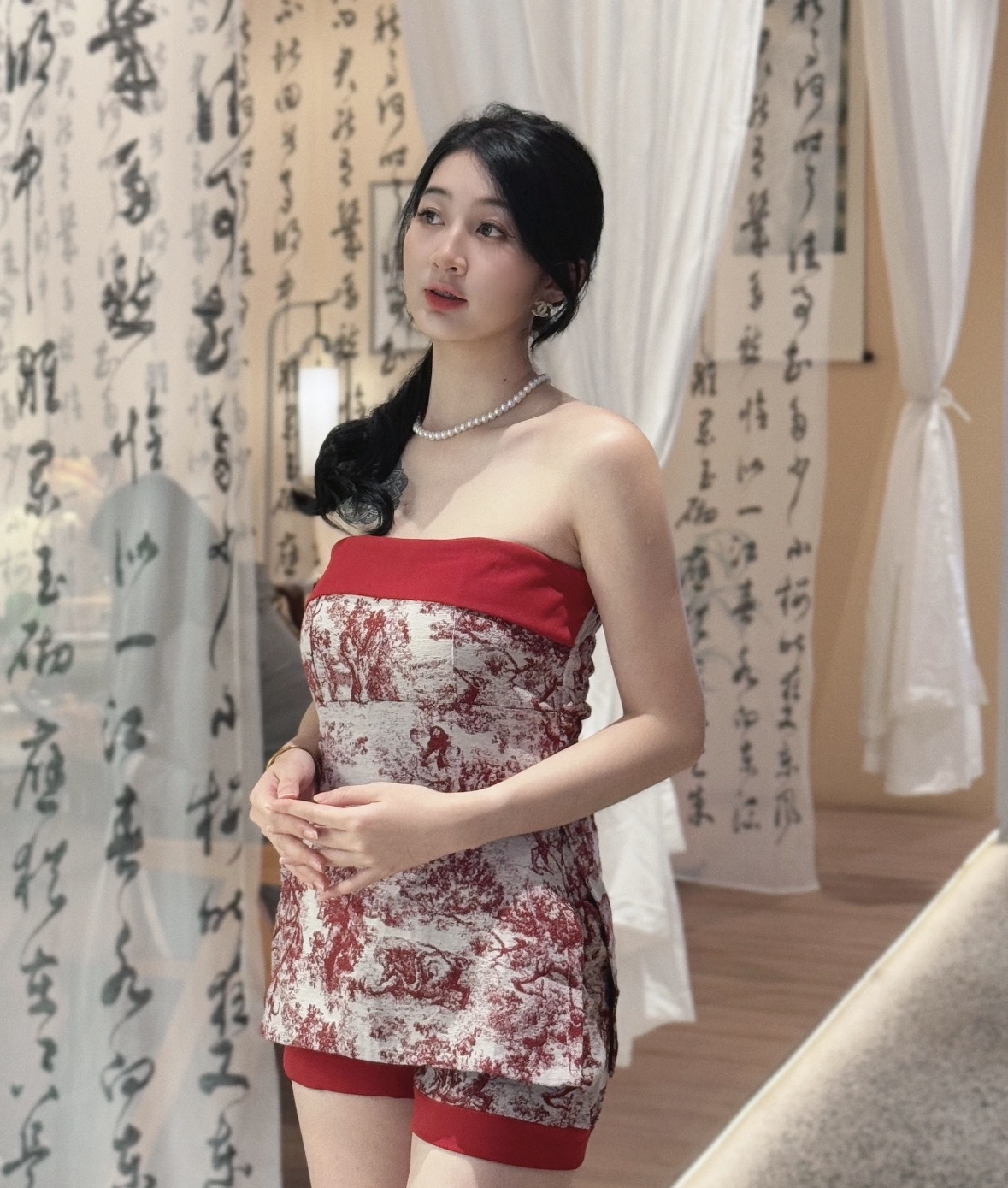 ST501印花国风抹胸套装