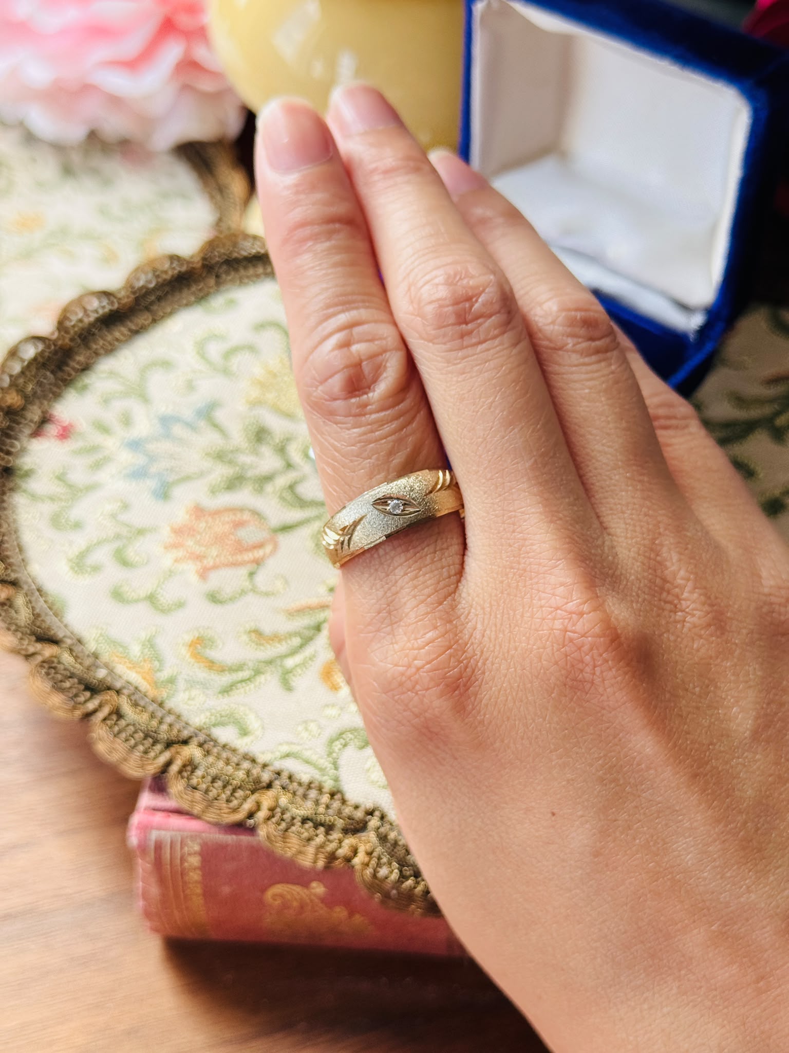 C.a. 1980s Art-Deco Inspired Golden Ring - HK size 20 (MT2622)