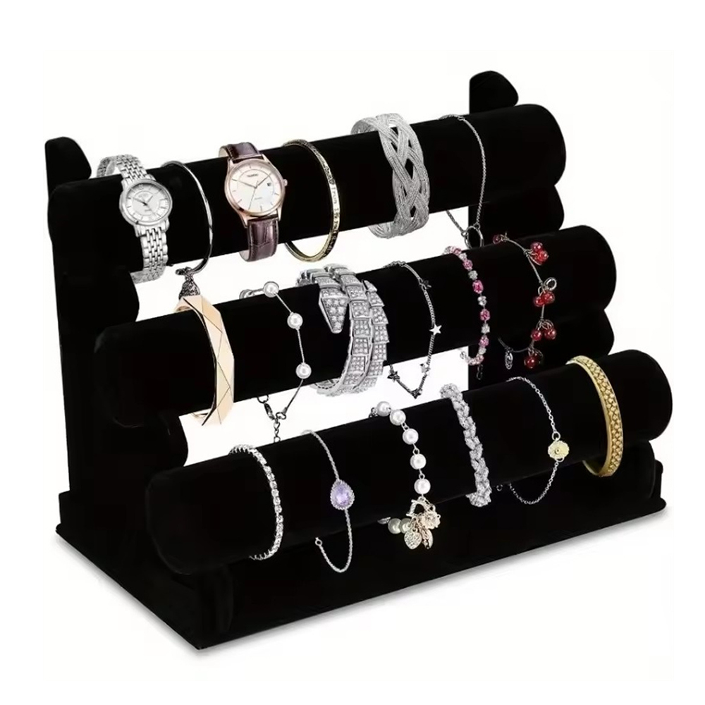 絨布三層手鐲展示架 黑色 UB0258