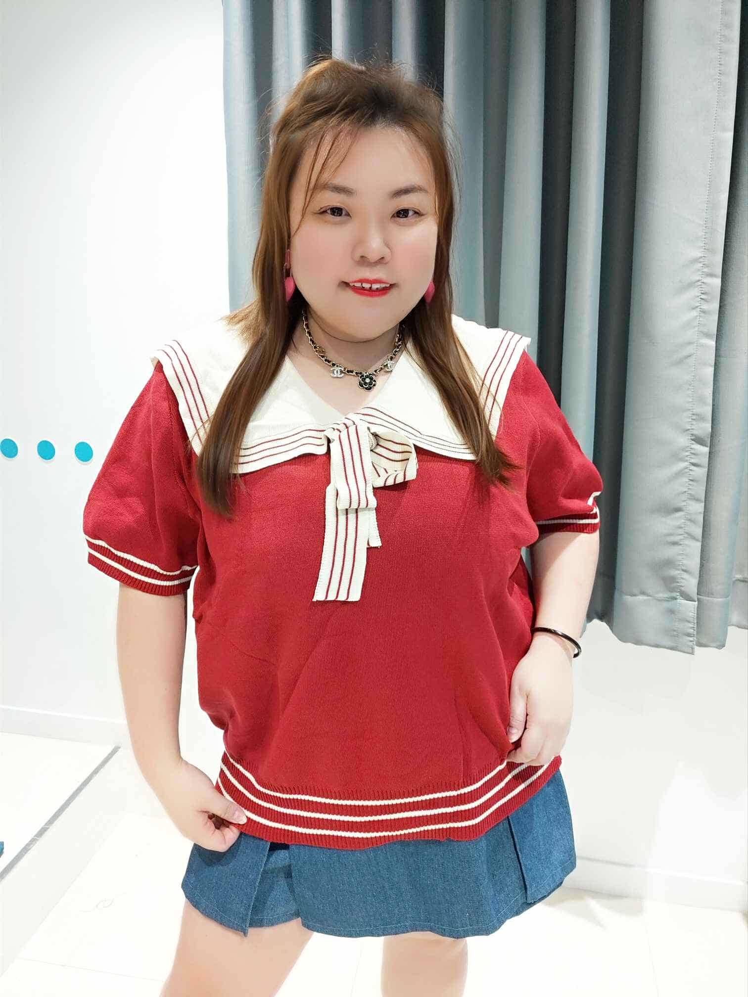 DSA06 可绑带学院风设计针织上衣