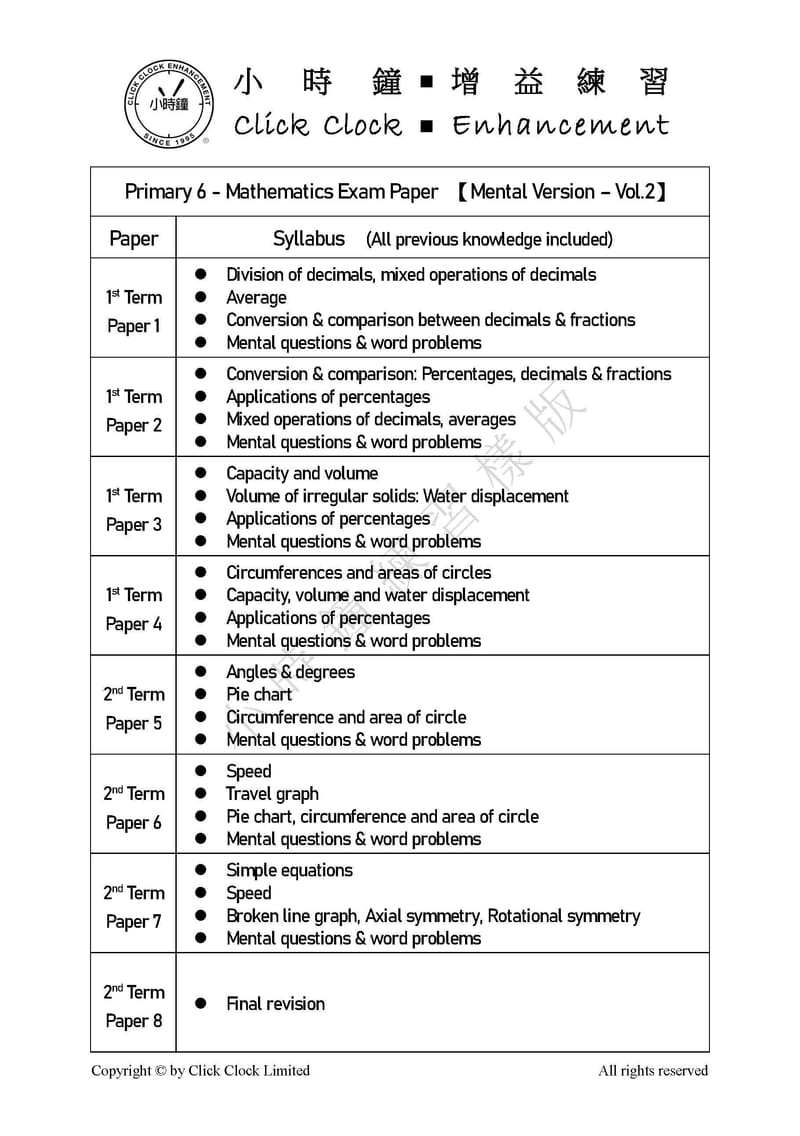 模擬試卷 (六年級)