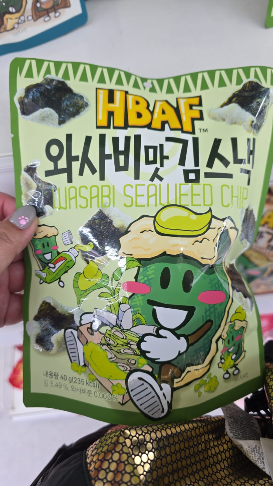 half wasabi seaweed chip