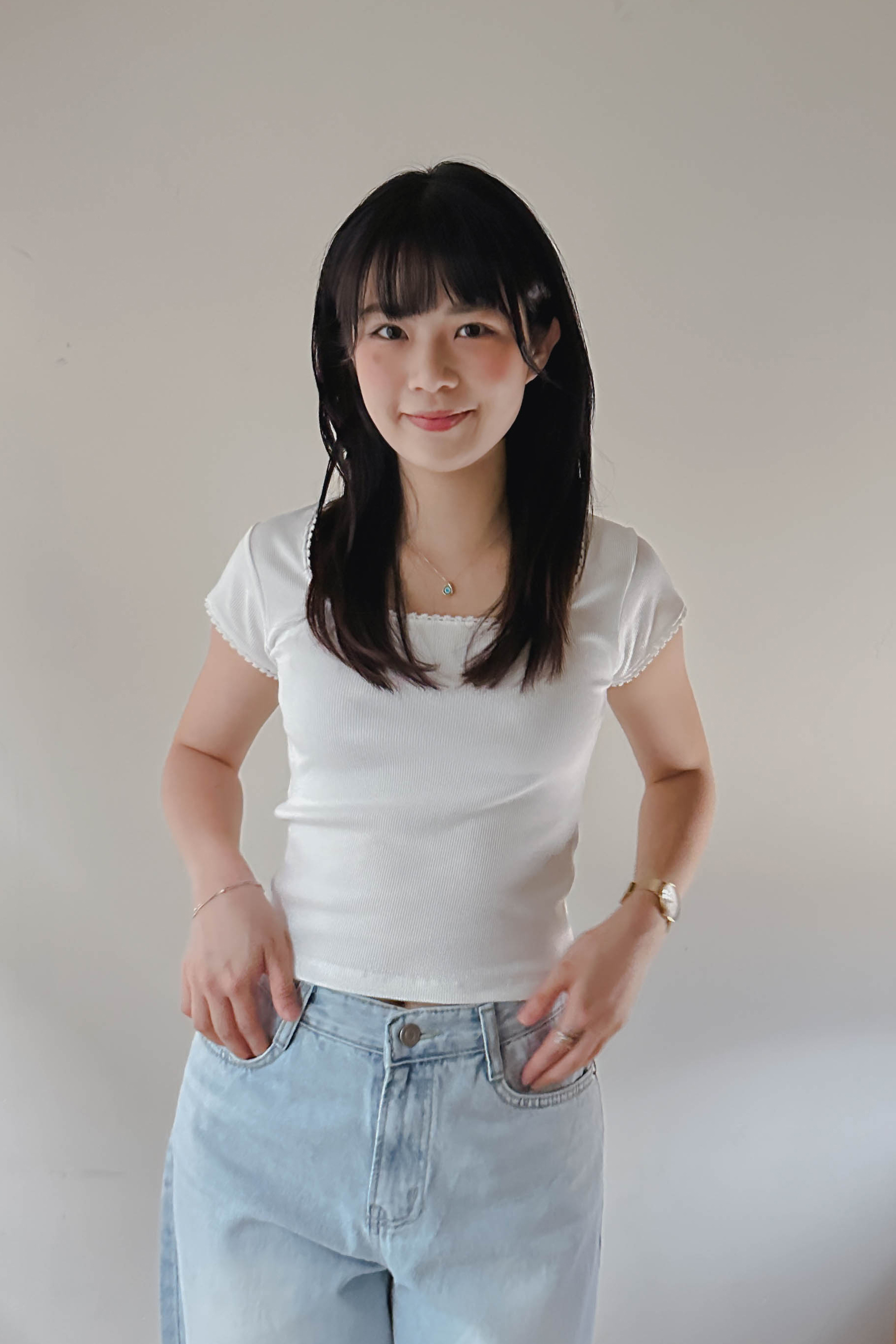 方領小花邊Crop Top (兩色)