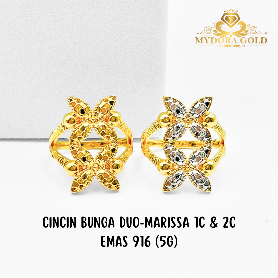 MYDORA Cincin Bunga Duo-Marissa  (5G) l EMAS 916/22K