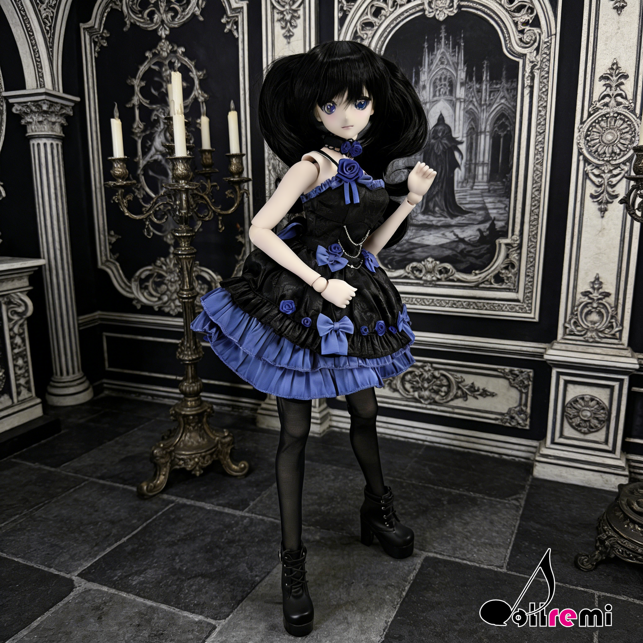 【dollremi】(DD0912) 午夜藍調協奏曲洛麗塔連衣裙 Nocturne in Blue Lolita One-piece