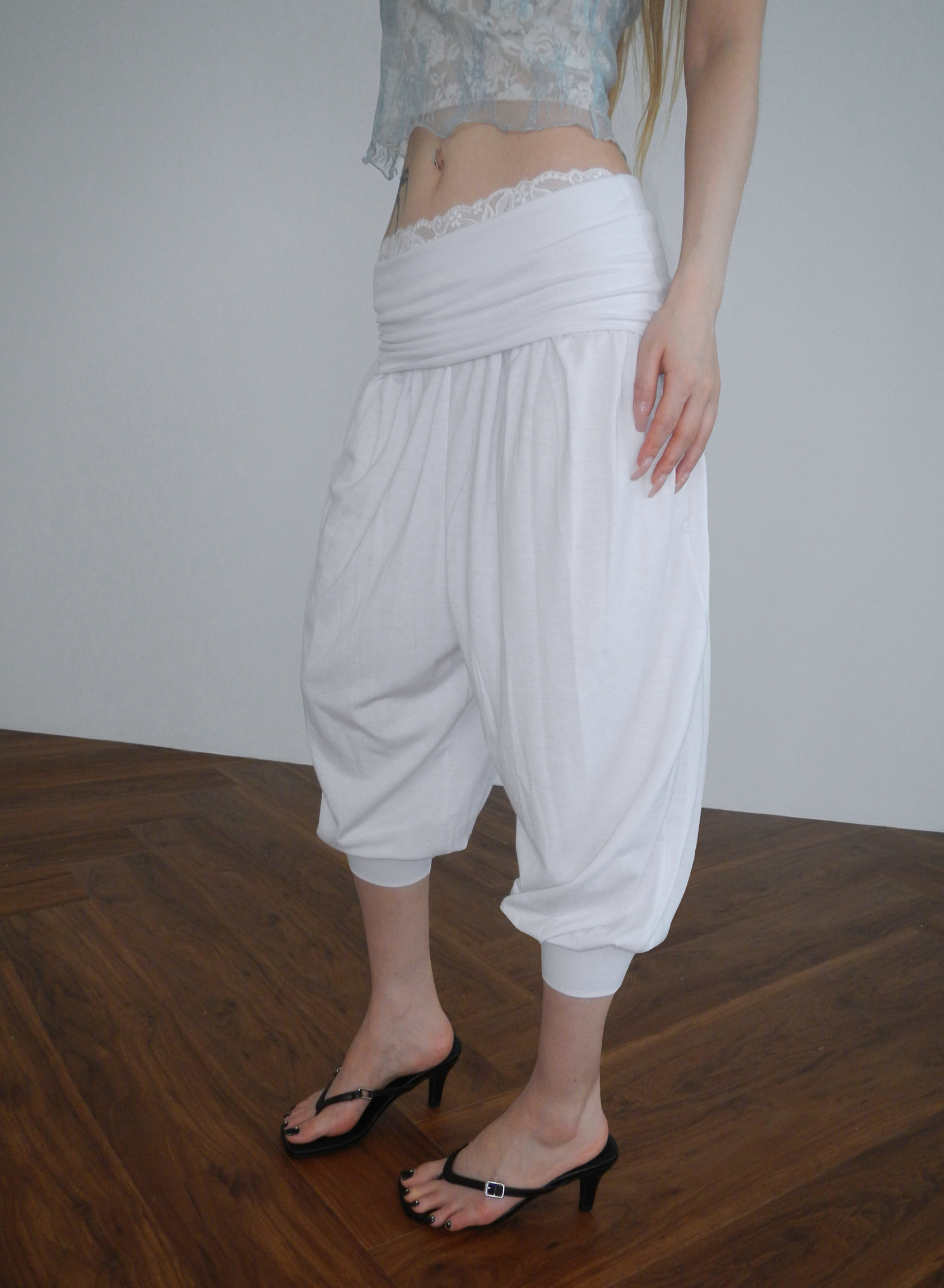 Foldover Waist Capri Pants