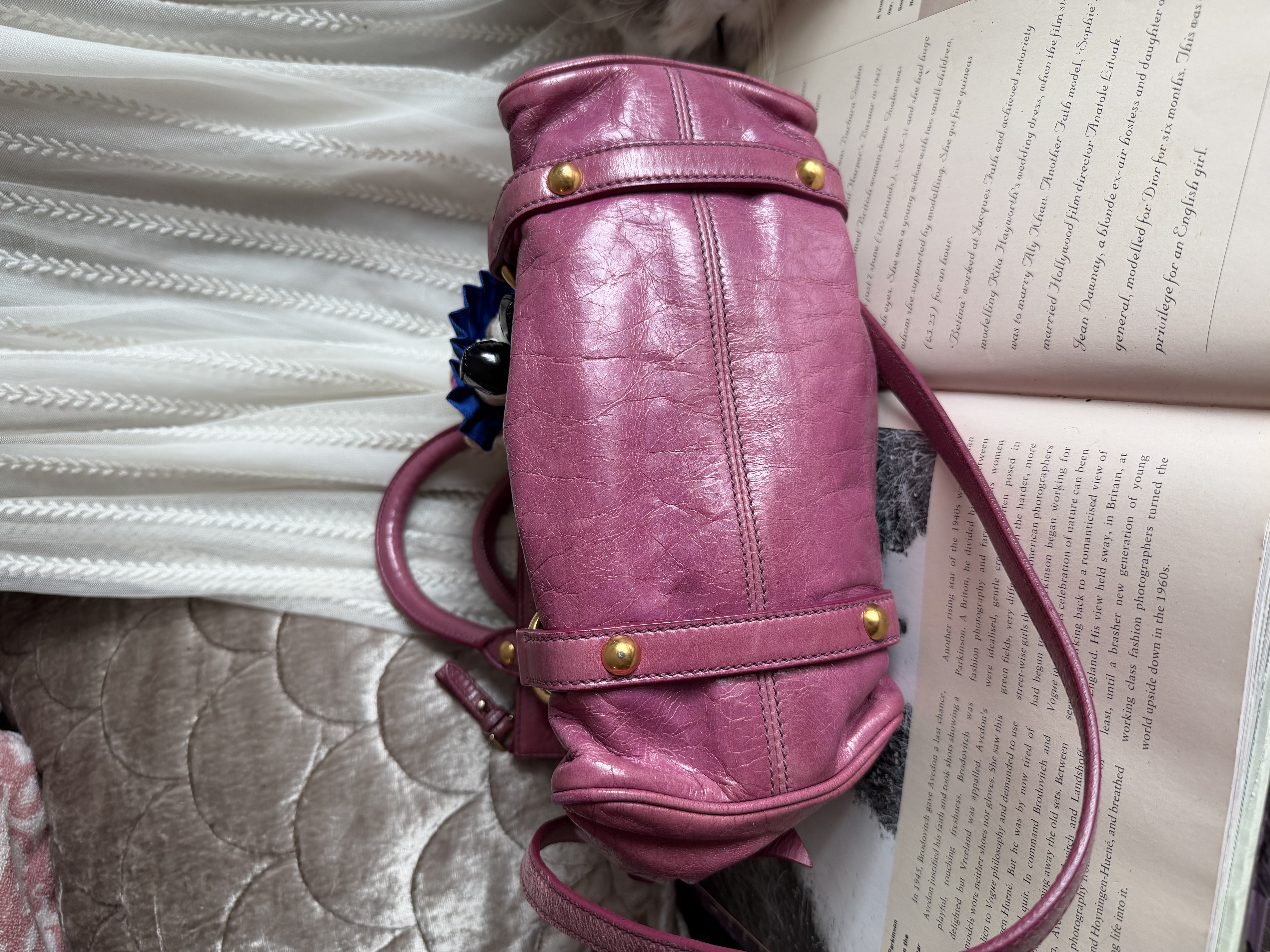 Miu miu pink vitello mini bow bag