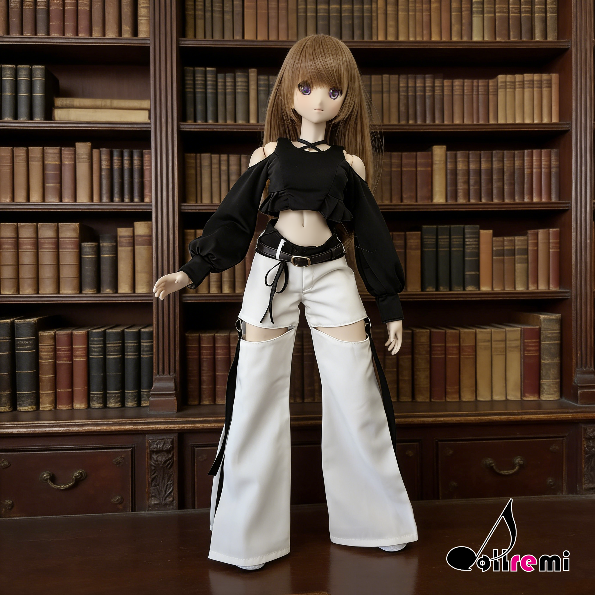 【dollremi】(DD0917A) 大腿鏤空闊腿褲 Thigh-cut-out wide-leg pants