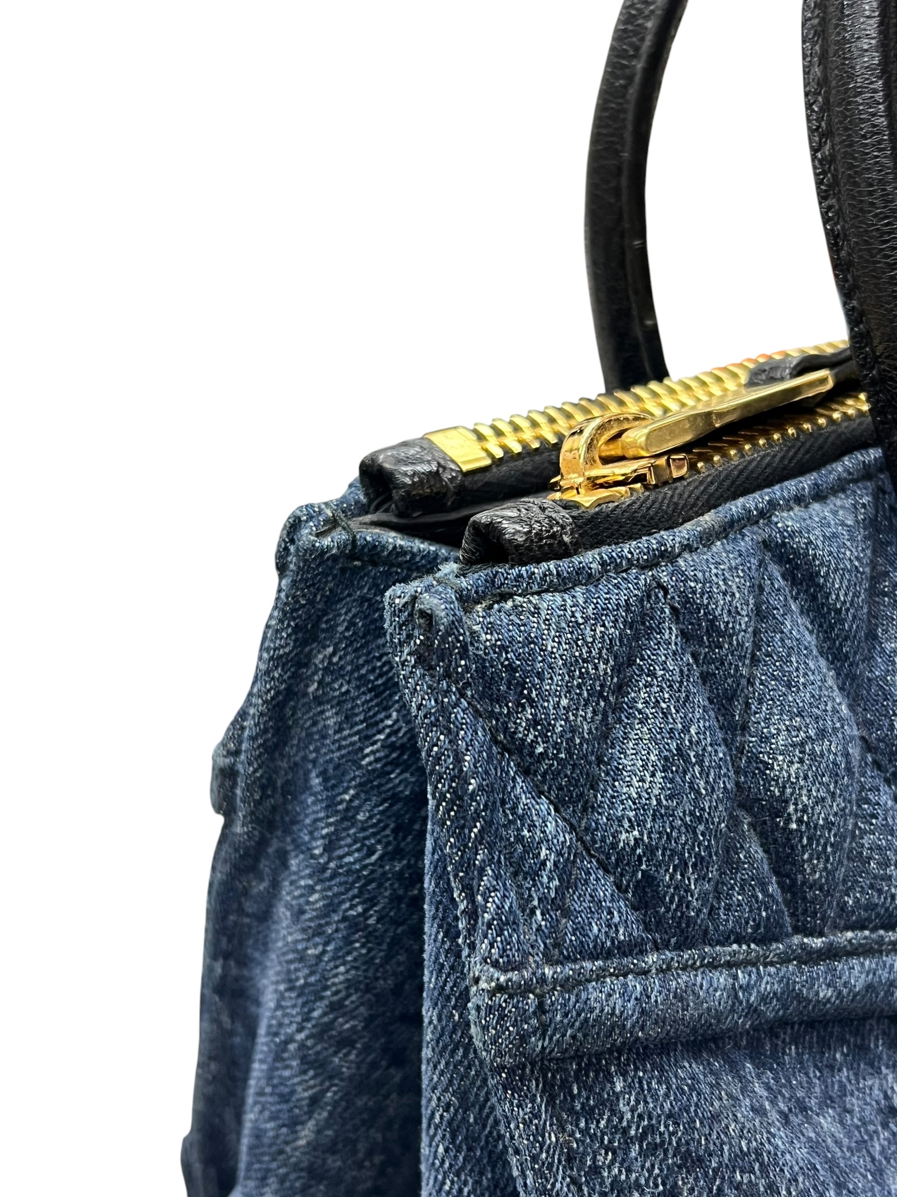 Pre-Owned MIU MIU Matelasse Denim Biker Tote / Product Code: 070726