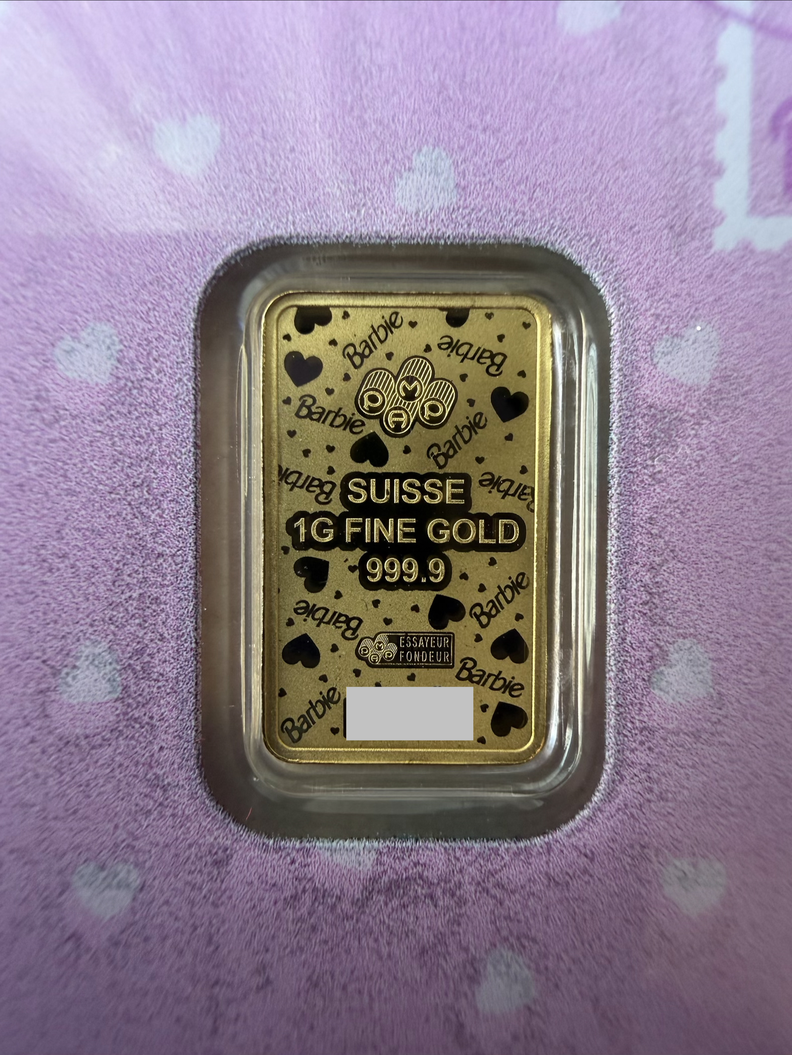 (SN7077) PAMP Valentine’s Barbie V2 1g 🇨🇭Swiss Fine Gold Bar Emas 999.9 芭比