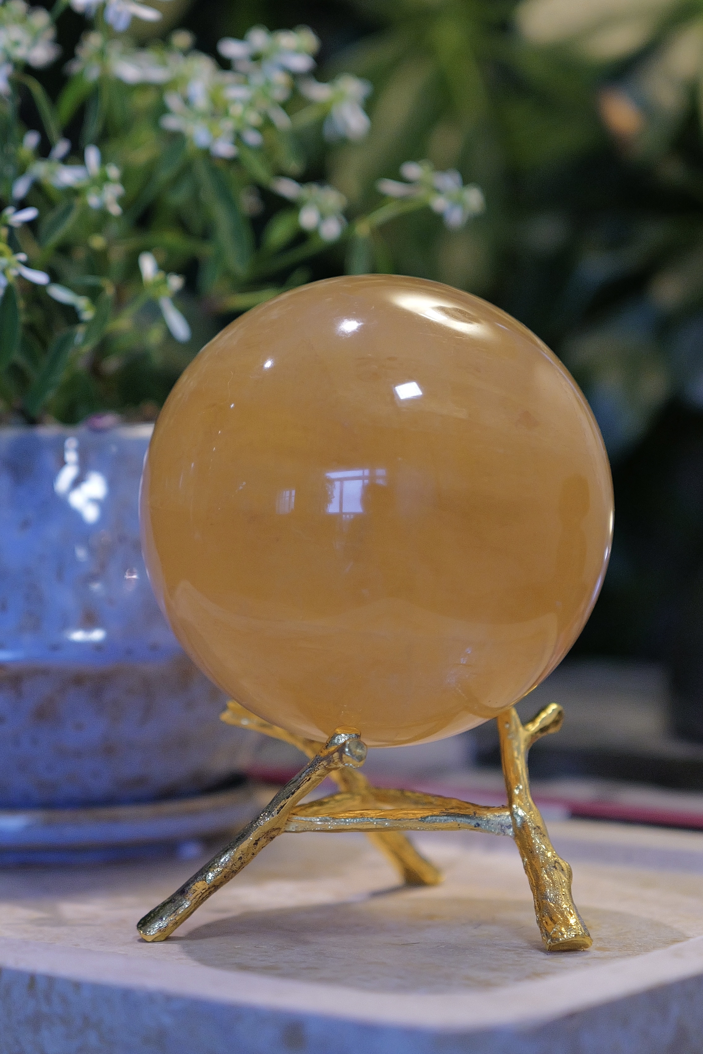 ༒ 9.2cm 1.1Kg+ 黃方解石球༒ CA.a086C28G1J6A-RA*68N