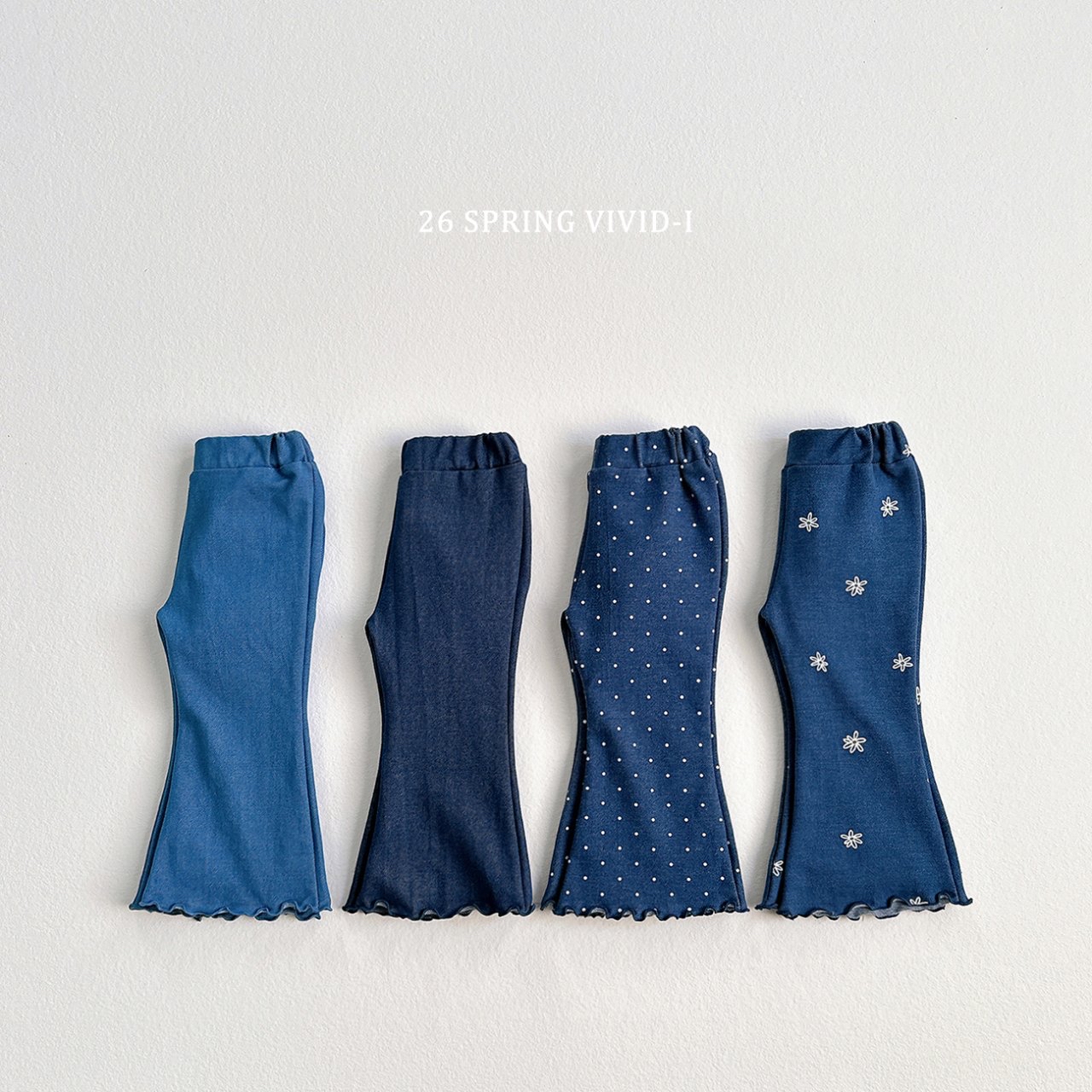 🌸預訂 韓國直送🌸🇰🇷VIVIDI四色彈性牛仔花邊喇叭褲