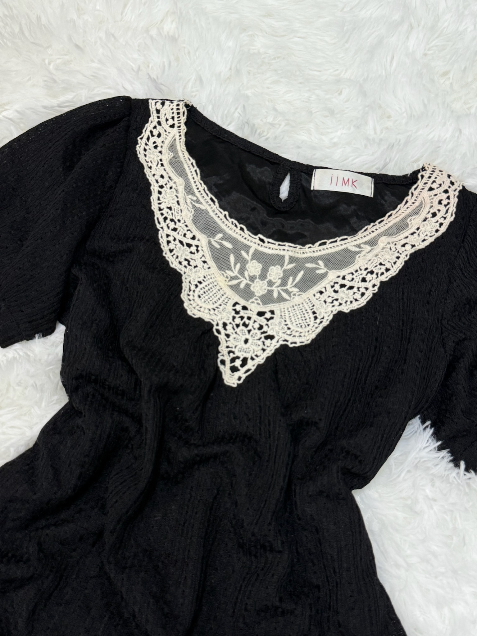 Jp Aesthetic Embroidered Lace Bib Polka Dot Top