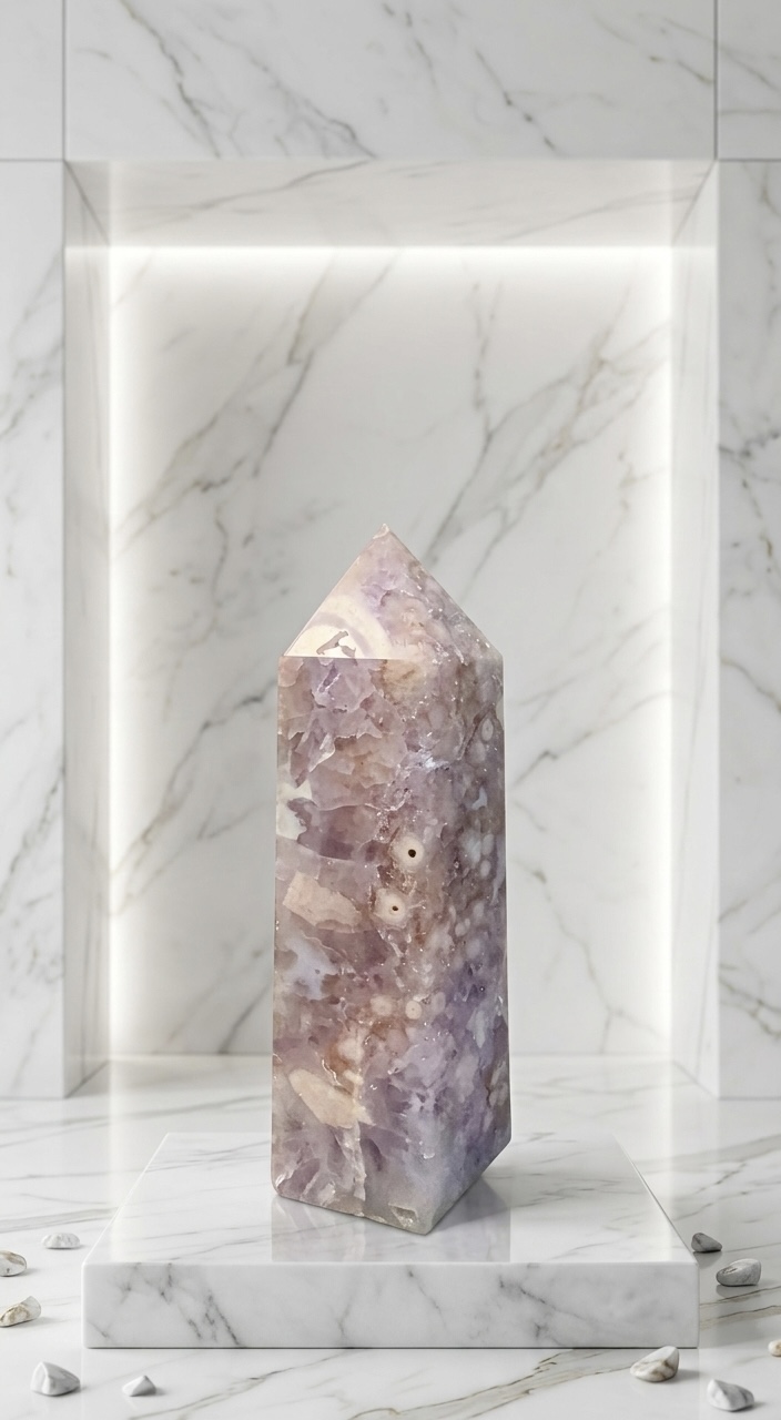 粉紫晶櫻花瑪瑙柱